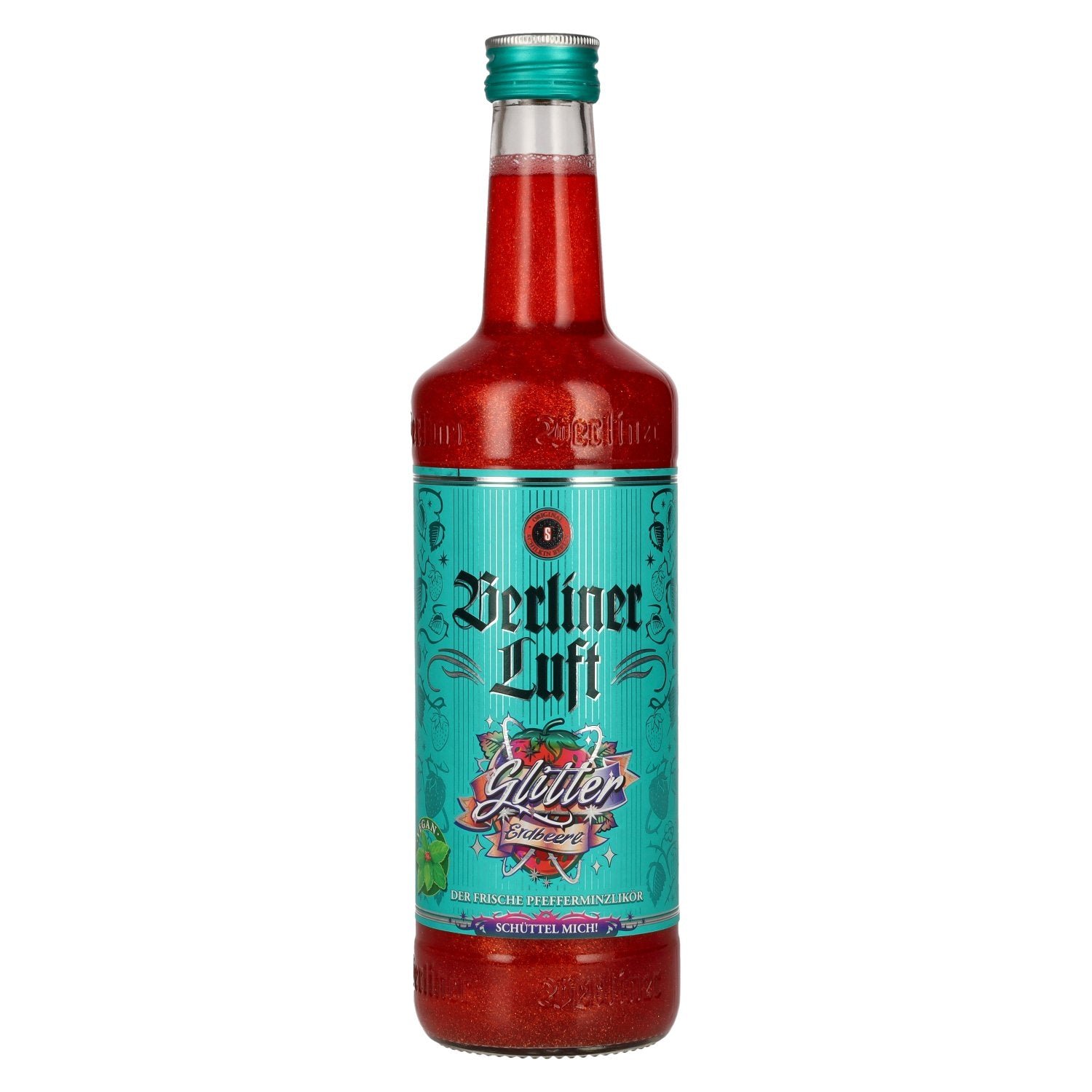 9710dca10b84edd0c181adb1ba06556579bd0ec05130e86d7be5e4e95a18cb0a.jpg Berliner Luft GLITTER ERDBEERE The Fresh Peppermint Liqueur 18% Vol. 0,7l - Image 1