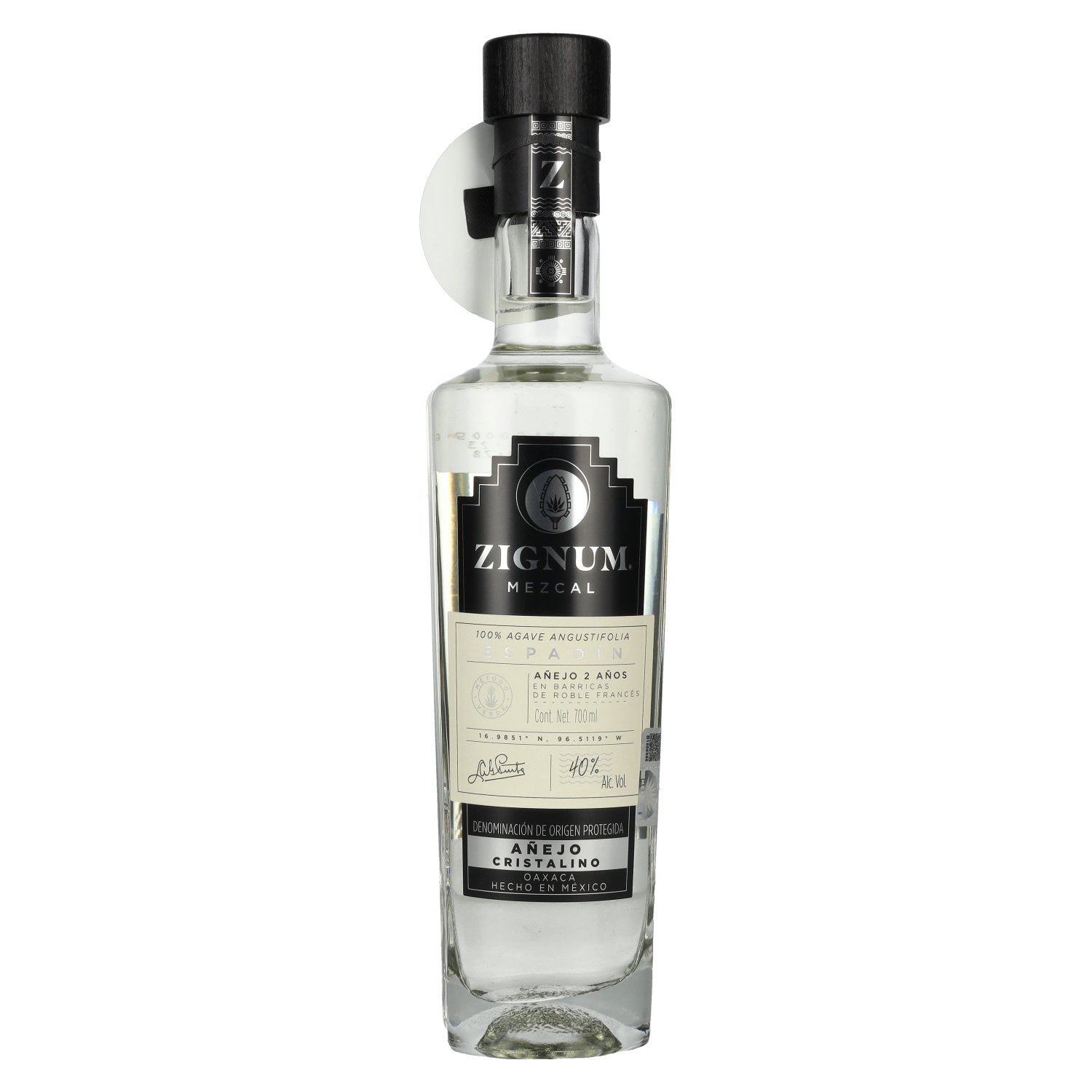 9720656ec4bb9a11655164e1ef1d26679a5413f1a60b325f63d7a58b28b90a75.jpg Zignum Mezcal Añejo Cristalino 100% Agave Angustifolia DOP 40% Vol. 0,7l - Image 1
