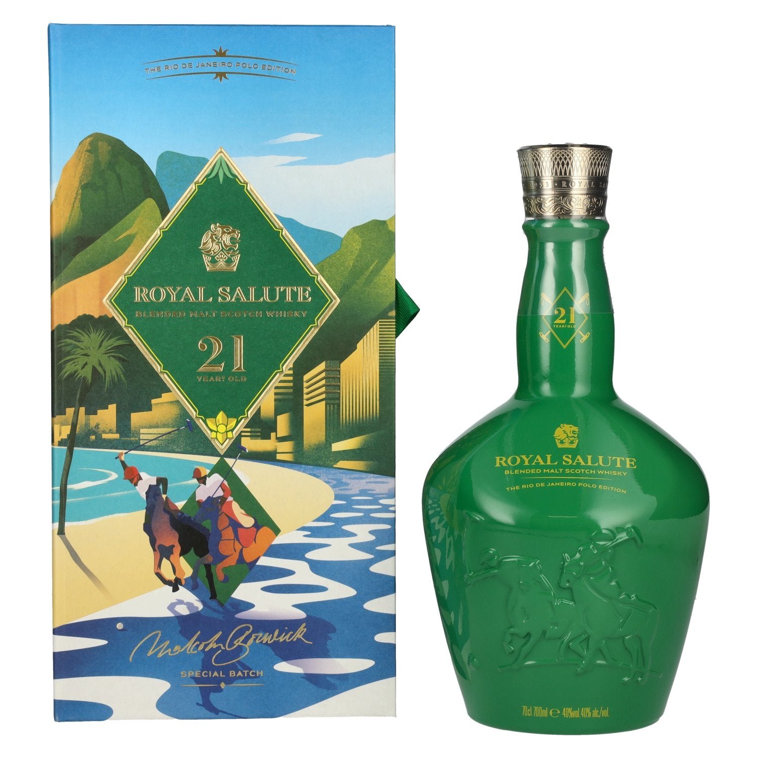 9ac64db15aa0aebd381c1dead4df87efe7c9f6336b72dbde4953650a3a1c6b20.jpg Royal Salute 21 Years Old THE RIO DE JANEIRO POLO EDITION Blended Scotch Whisky 40% Vol. 0.7l in a gift box - Image 1