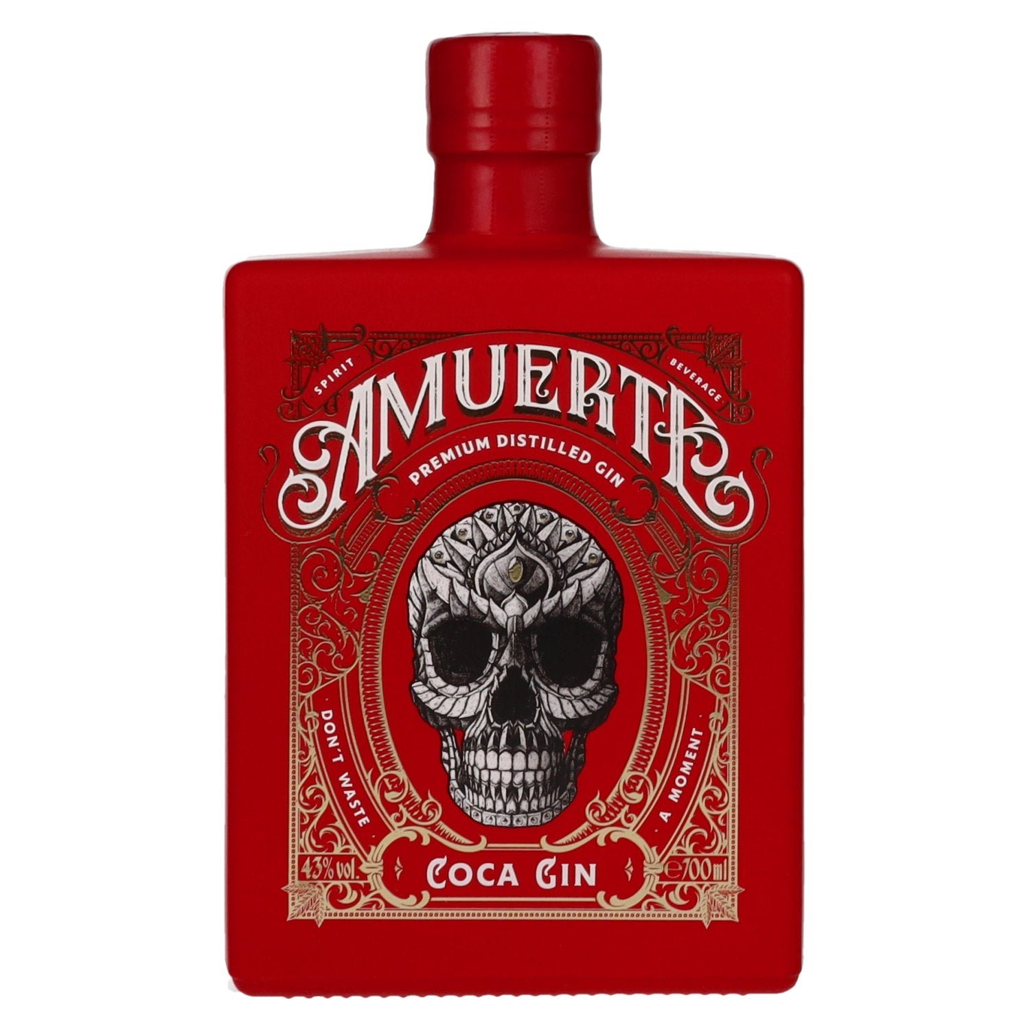 9c717ed70e267055fabdda0509a59845747df00404bb024f956b16daca112354.jpg Amuerte COCA GIN - Red Edition 43% Vol. 0,7l - Image 1