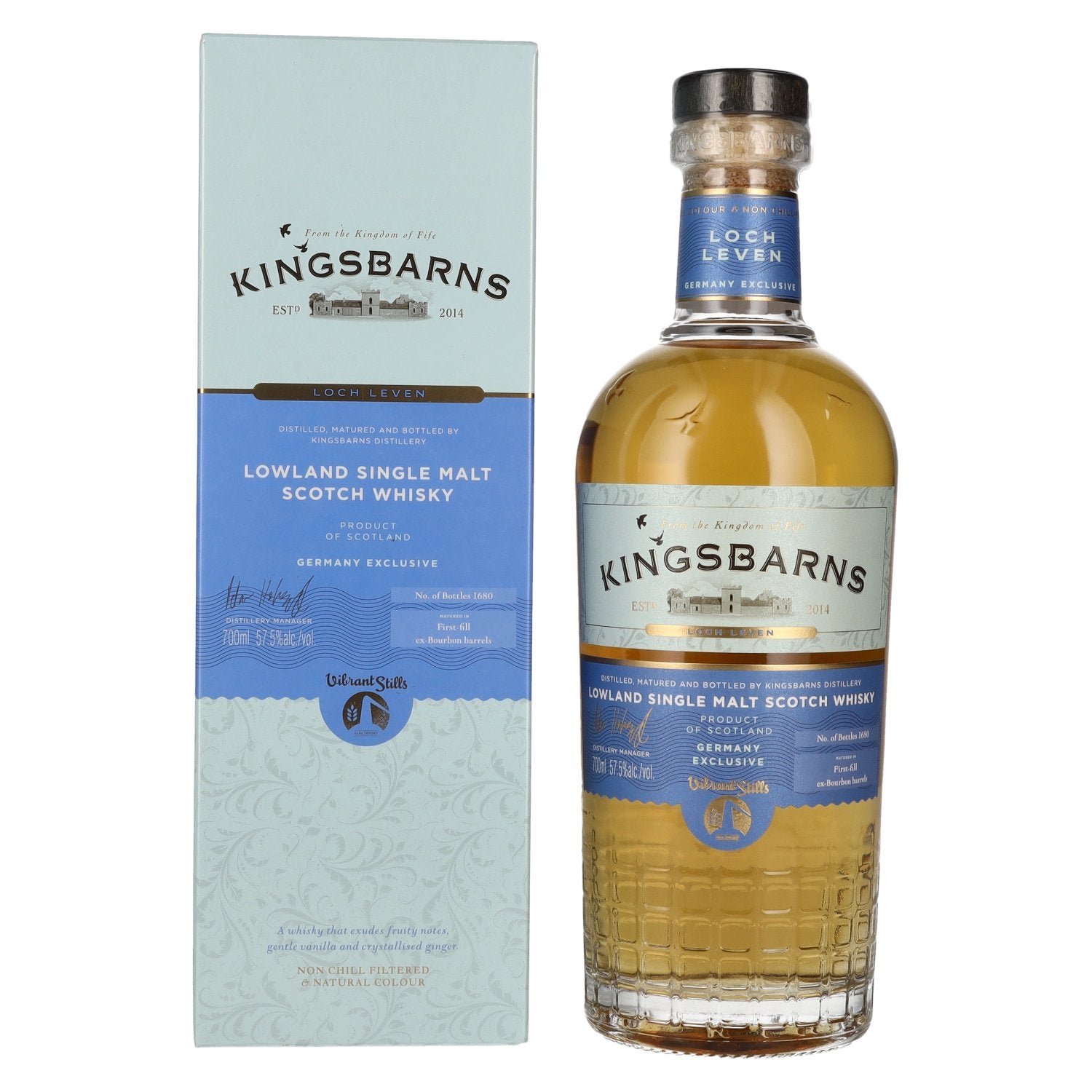 a275597825d87507a75eeb8ab9cead4c2cde58d01e949fdc87198d31557081b6.jpg Kingsbarns LOCH LEVEN Lowland Single Malt Scotch Whisky 57,5% Vol. 0,7l in gift box - Image 1