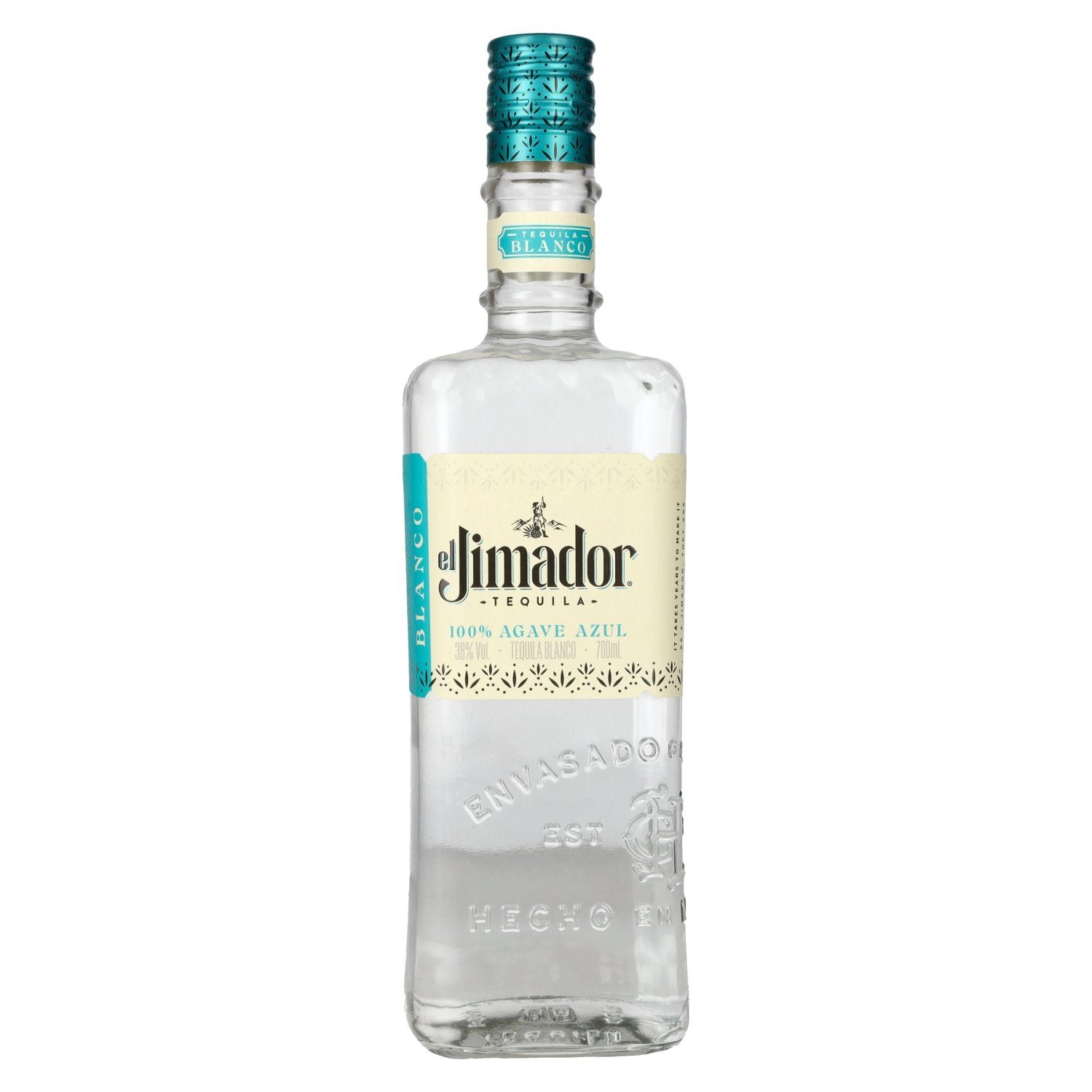 a2d642ba9955f90e69a516f3369569d79f31ecef2eb3fe556ccdf998588874b1.jpg El Jimador Tequila Blanco 100% Agave Azul 38% Vol. 0,7l - Image 1