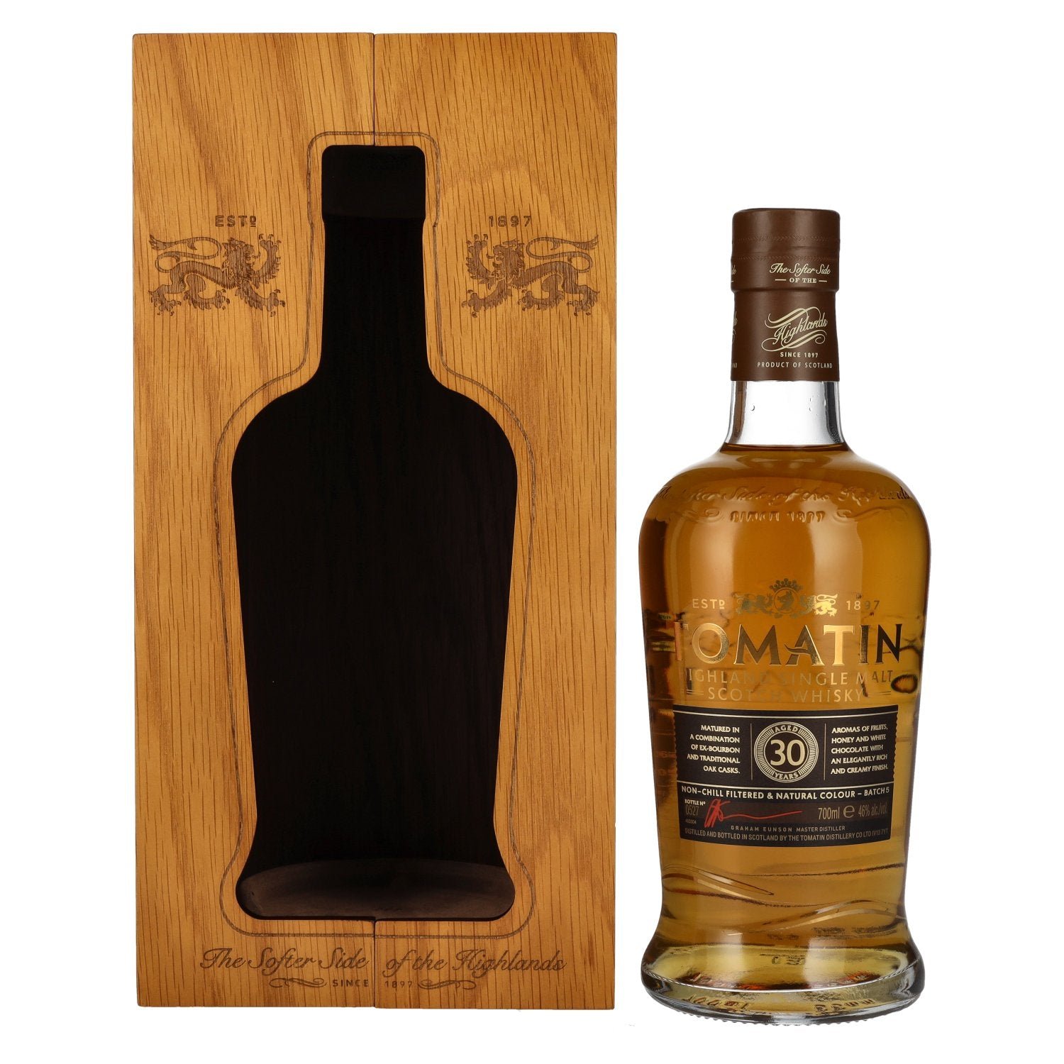 a33dbdfbc7e139e41ff164b3ec0a53c6cdfee219a91d56d7969f0989dccc2184.jpg Tomatin 30 Years Old Highland Single Malt Scotch Whisky 46% Vol. 0,7l in wooden box - Image 1
