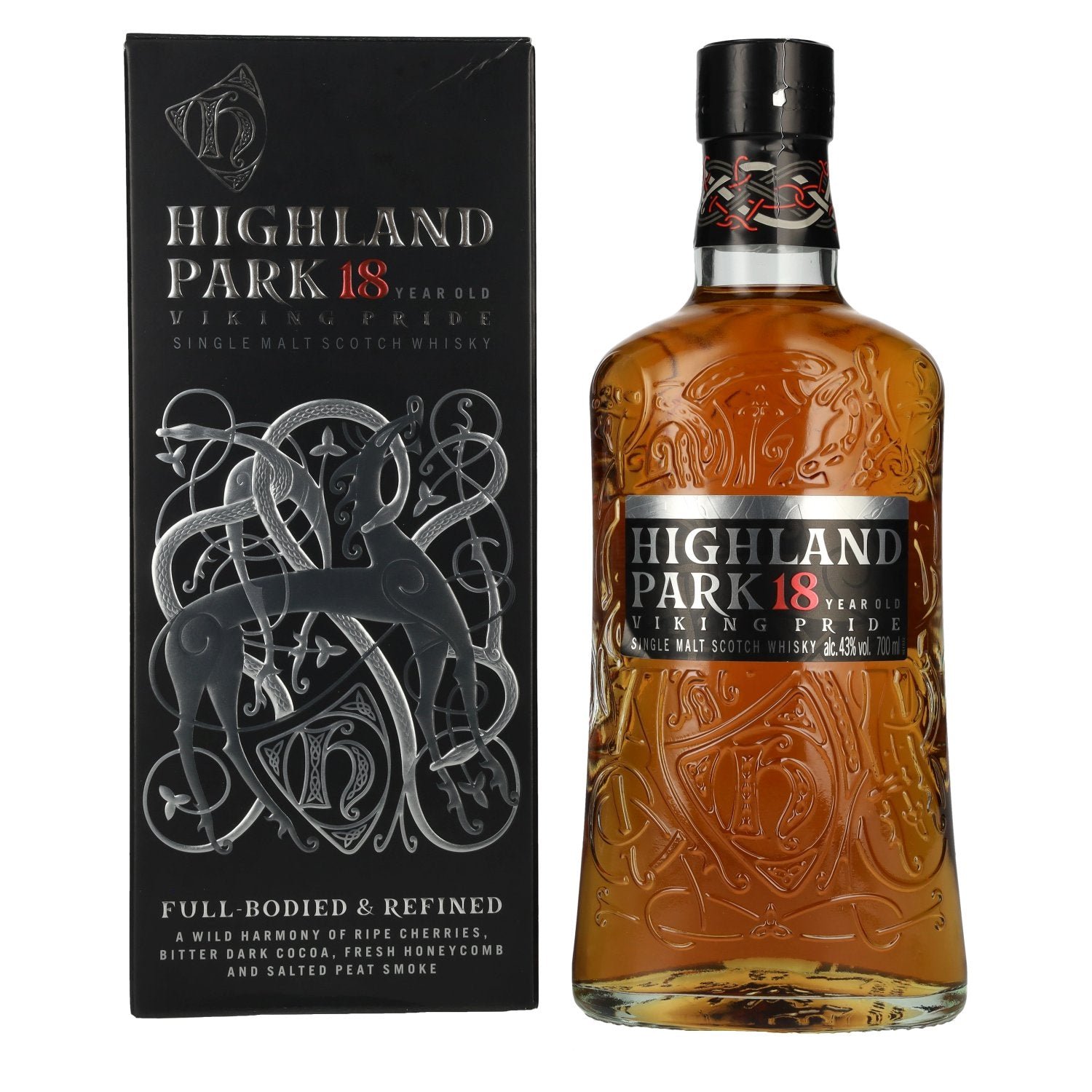 a3c7d51eaef614eed0c4c568a29cc8176dcb871b23ba408cd6b106ee1e437393.jpg Highland Park 18 Years Old VIKING Travel Single Malt Scotch Whisky 43% Vol. 0,7l in gift box - Image 1