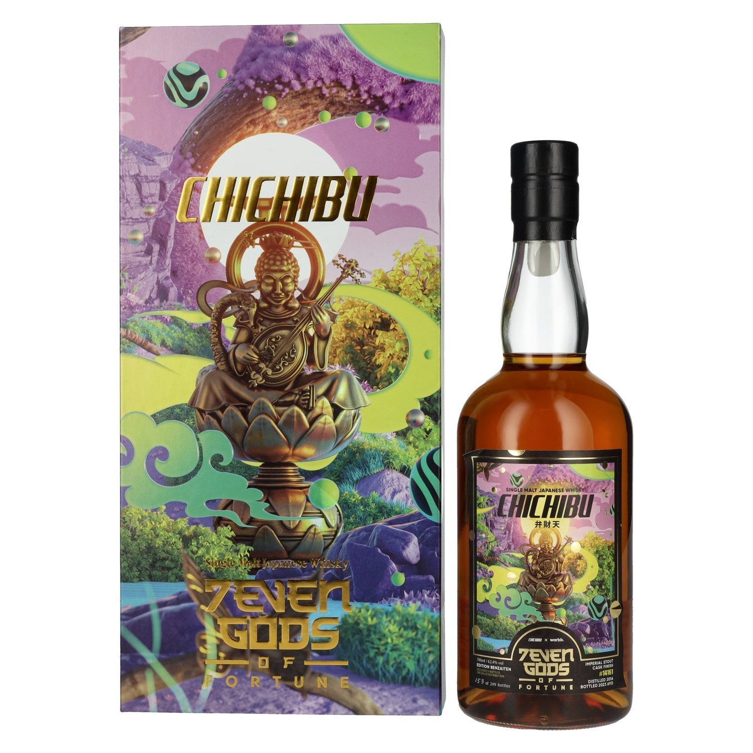 a6223ab6a61a3af56162420769f93a1602ca1e30c9a3f6cb671cf5c03180120b.jpg Chichibu 7EVEN Gods of Fortune Benzaiten Single Malt Japanese Whisky 2016 62,4% Vol. 0,7l in gift box - Image 1