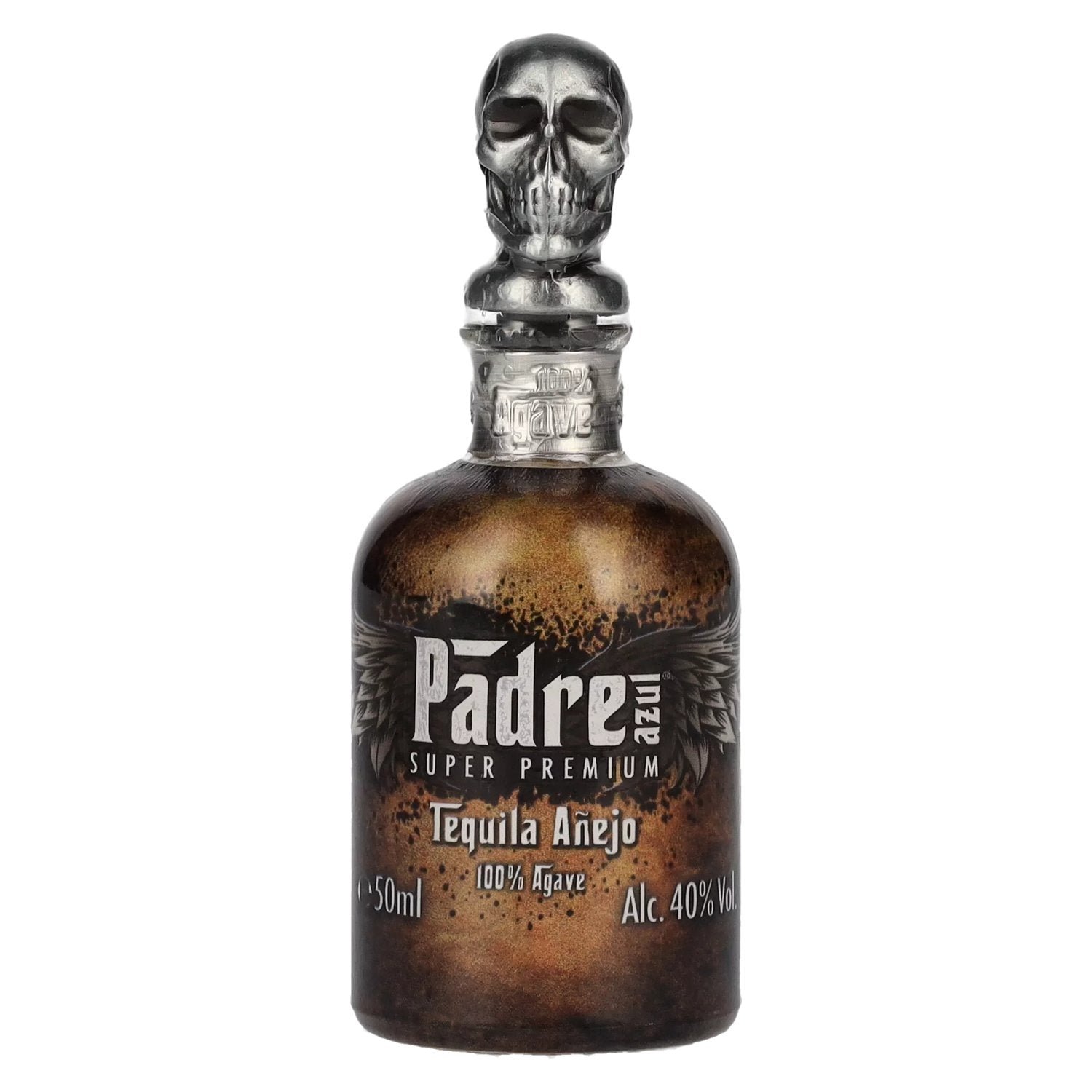 ae028073bb10396ade0cf4279f8d41e679fd26181b440193a7c0d1662d0351ce.jpg Padre Azul Super Premium Tequila Añejo 100% Agave 40% Vol. 0,05l - Image 1