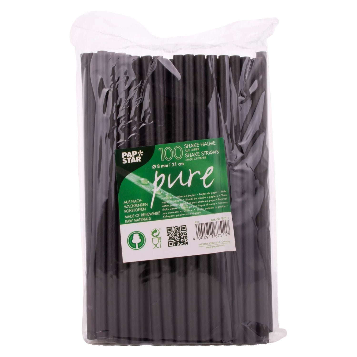 b13806ca8f969393ab98ee40bbe50be2aeb244be5be0b9a61c0ed1802d5883d6.jpg Drinking straws paper black 21 cm 100 pieces - Image 1
