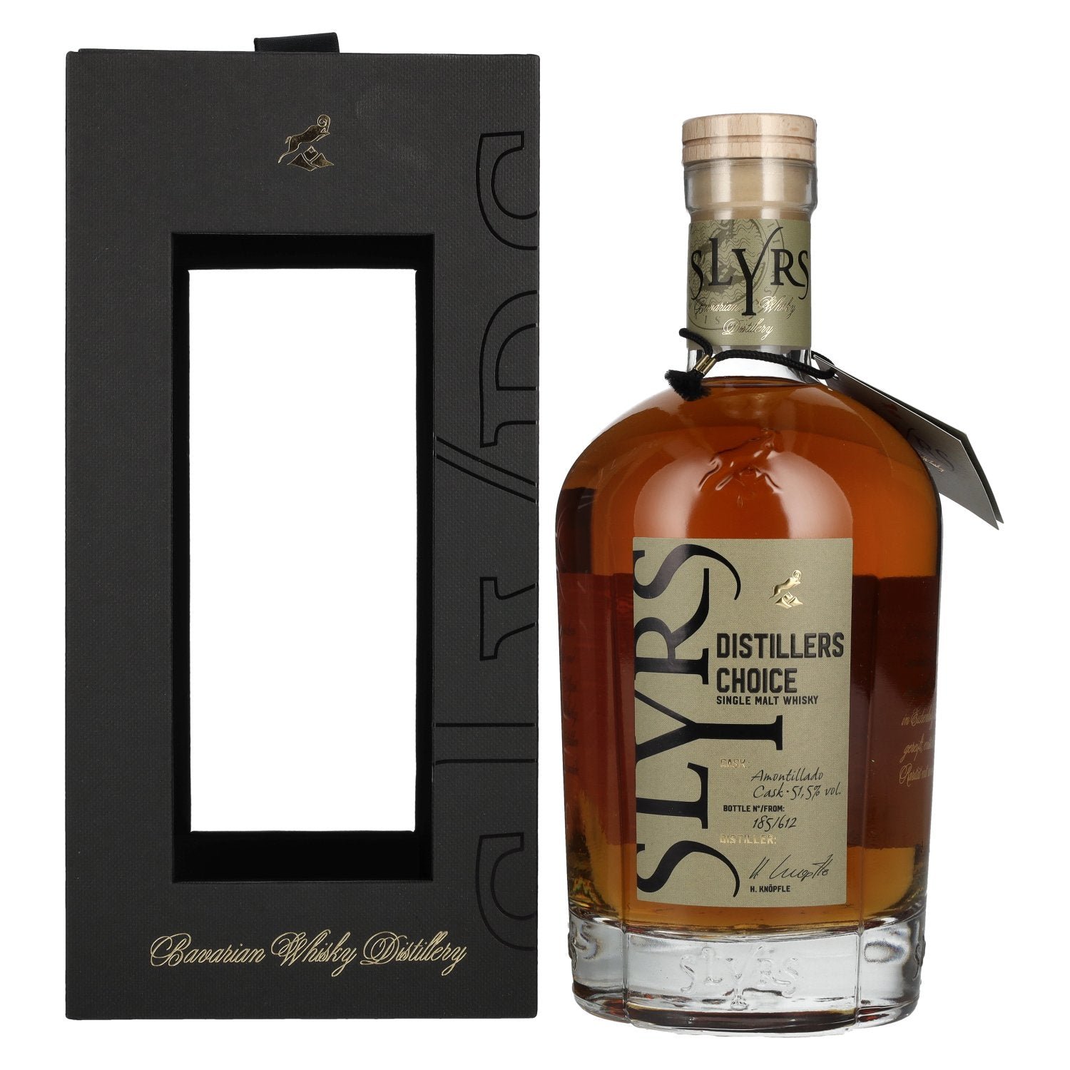 b192c5b9207d91ce9bad8b8ea0adc9381b0cc85618ca3a771ac2f3d433d8c95c.jpg Slyrs DISTILLERS CHOICE Helmut Knöpfle Amontillado Cask Single Malt Whisky 51,5% Vol. 0,7l in gift box - Image 1
