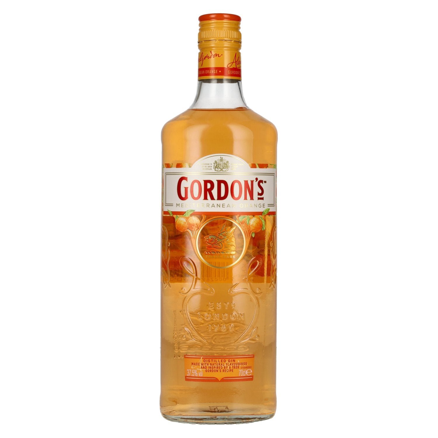 b6b61be93fe59a66b7f6537c697a357c86afbfe845ccea8ef8d8a600fa099a09.jpg Gordon's MEDITERRANEAN ORANGE Distilled Gin 37.5% ABV 0.7l - Image 1