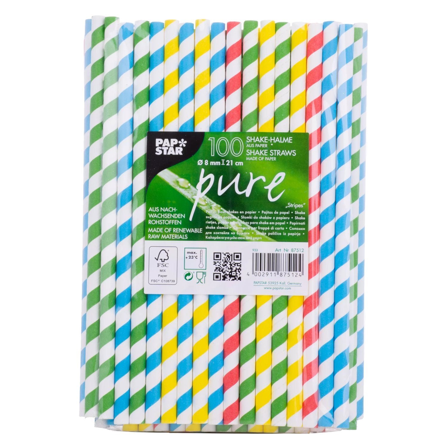 b7267eba9584a8075bb78b5345e274495851dcd0a7e655ba383339da4b5b37e6.jpg Drinking straws paper coloured assorted 21 cm 100 pieces - Image 1