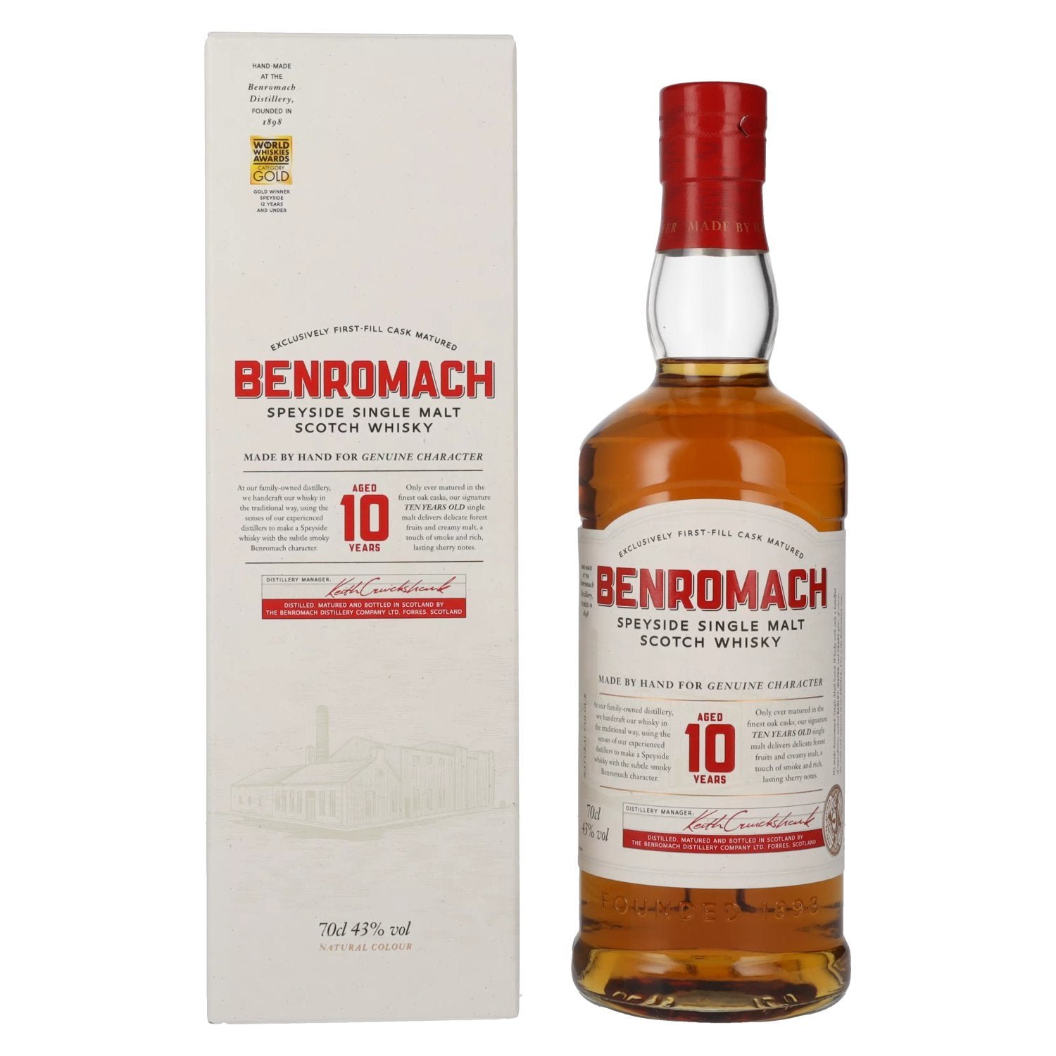 b8cdc2861078ee85440ec745e40f06d8d59255e510dad1404434c87b3fd25886.jpg Benromach 10 Years Old The Classic Speyside Single Malt 43% Vol. 0,7l in gift box - Image 1