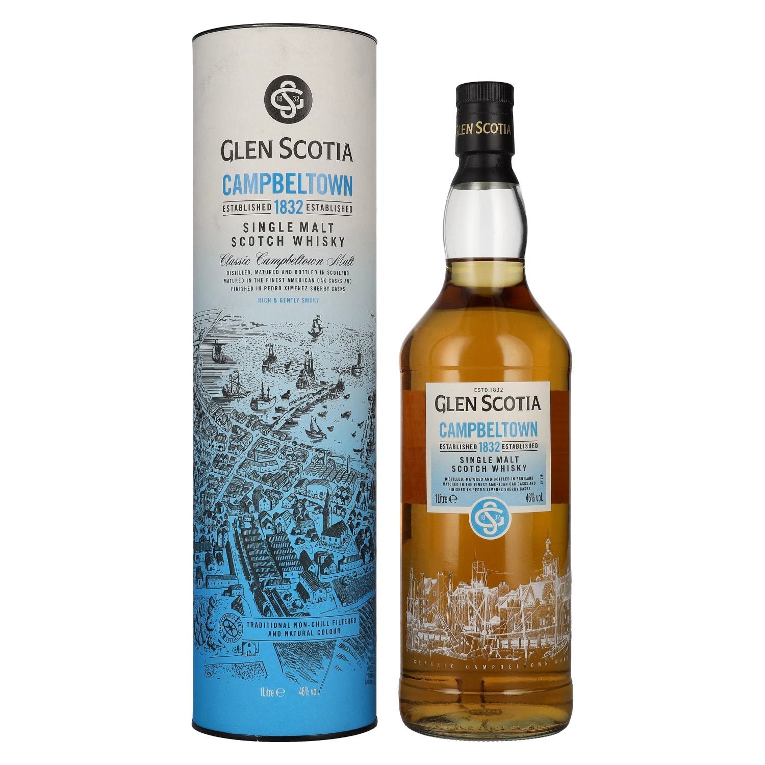 b96d332010a94b0607fec9027445ebf475c319fe3bf90154be5a69a3c2d8faf5.jpg Glen Scotia Campbeltown 1832 Single Malt 46% Vol. 1l in gift box - Image 1