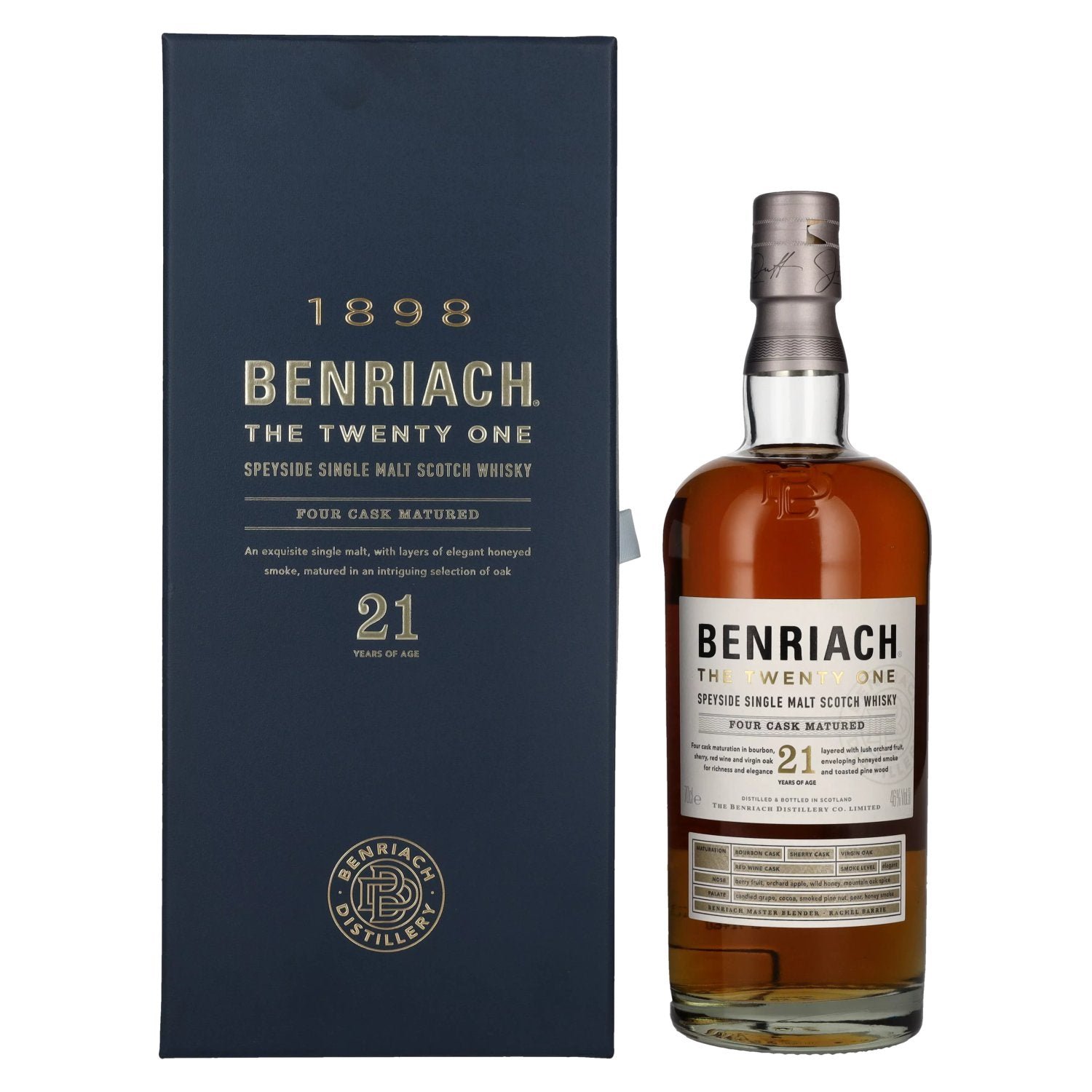 c39a98e663dff69279d6c5707cb5b59af2c0a9a463cca4727e9a0e04aa3f10f7.jpg The Benriach 21 Years Old Four-Cask Maturation 46% Vol. 0,7l in gift box - Image 1