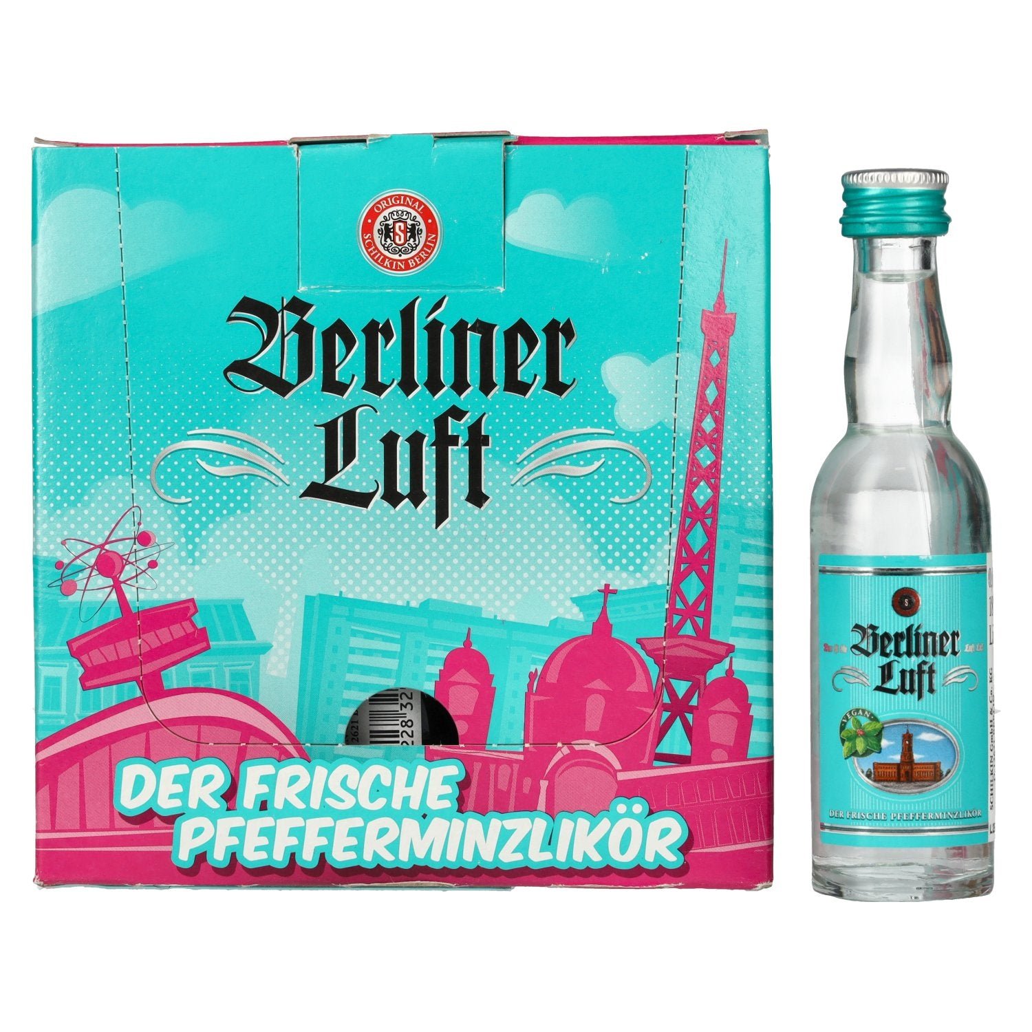 cdfb54529c994409404c7d593b2af948e0ee28e686143e9dee62b5d698b9e47e.jpg Berliner Luft THE FRESH peppermint liqueur 18% Vol. 24x0,04l - Image 1