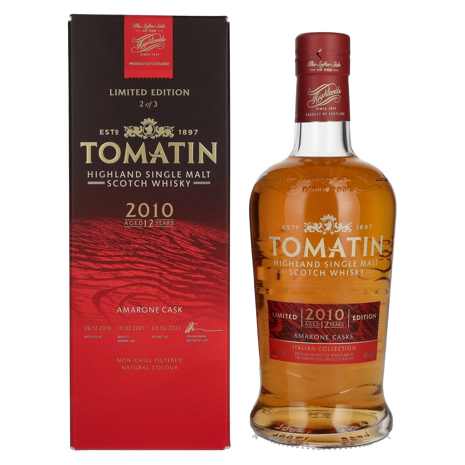 d22aa13c2c525c3b67e3cc9f8a3471bc1a98809a6e18cdf1f537ebdfc324c434.jpg Tomatin 12 Years Old Italian Collection AMARONE CASKS 2010 46% Vol. 0,7l in gift box - Image 1