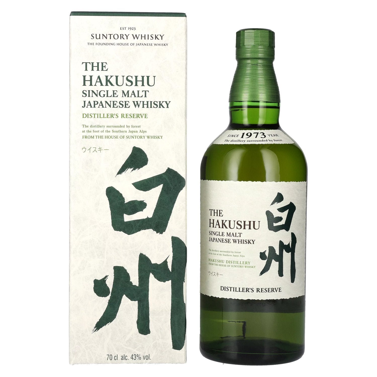 d75cdd5c8d3e30849e649c968de4fd574c95f9882eb14bd5773e2785fd2d36a1.jpg Suntory The Hakushu DISTILLER'S RESERVE Single Malt Japanese Whisky 43% Vol. 0,7l in gift box - Image 1