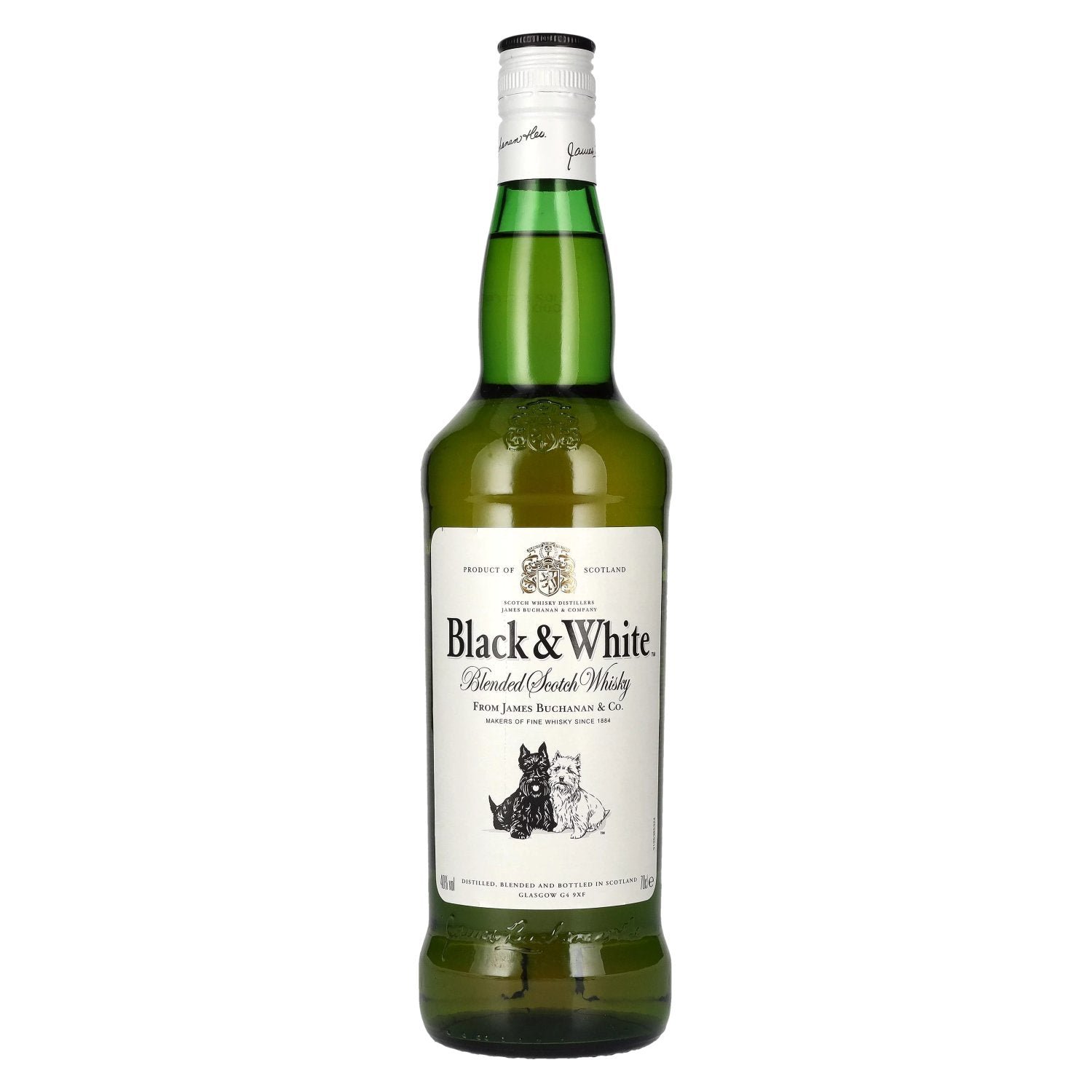 d7b7fec8da917152a6b68398275a972baa3dd2223906f487da4ad5ea947ee0b0.jpg Black & White Blended Scotch Whisky 40% Vol. 0,7l - Image 1