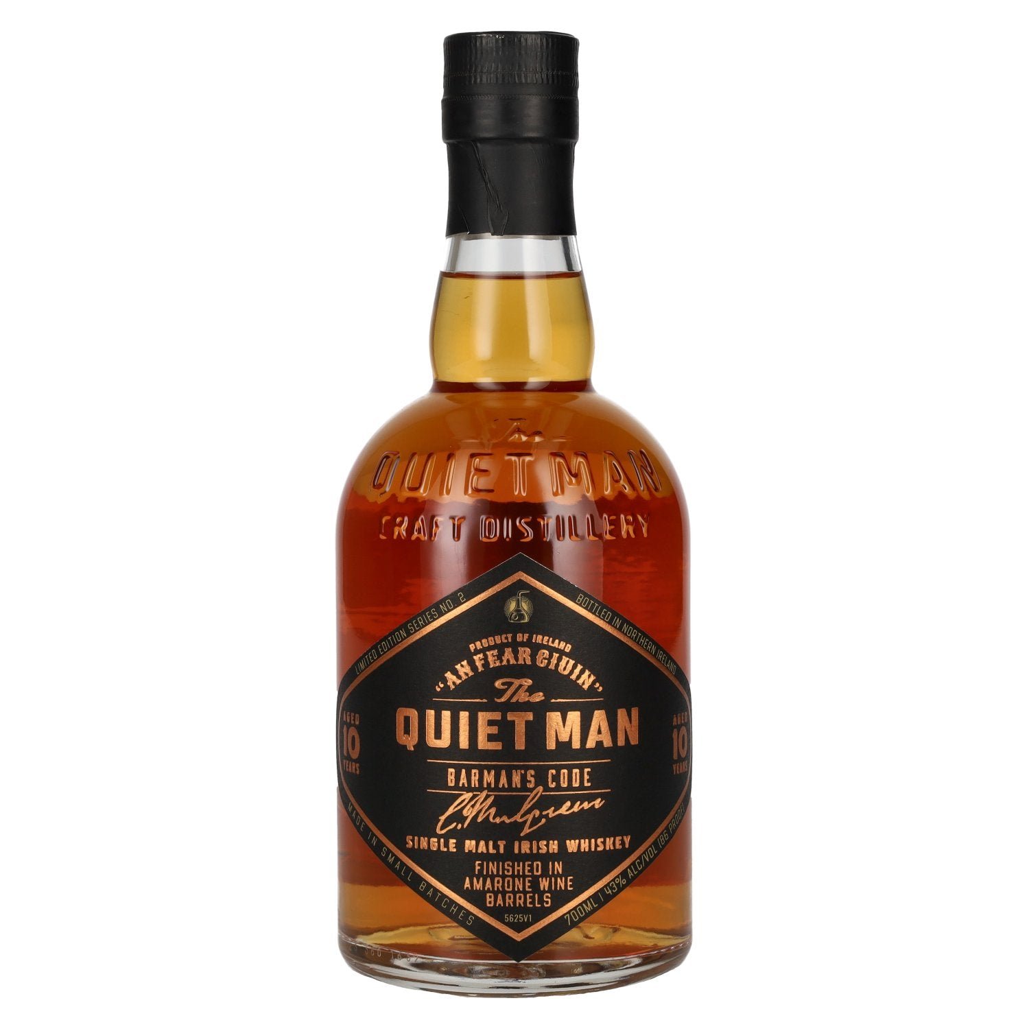 d9b50daab3ec174a608ed05efafdf7364b7c83be4657ba54460b1690ee567915.jpg The Quiet Man BARMAN'S CODE 10 Years Old AMARONE FINISHED 43% vol. 0.7 l - Image 1