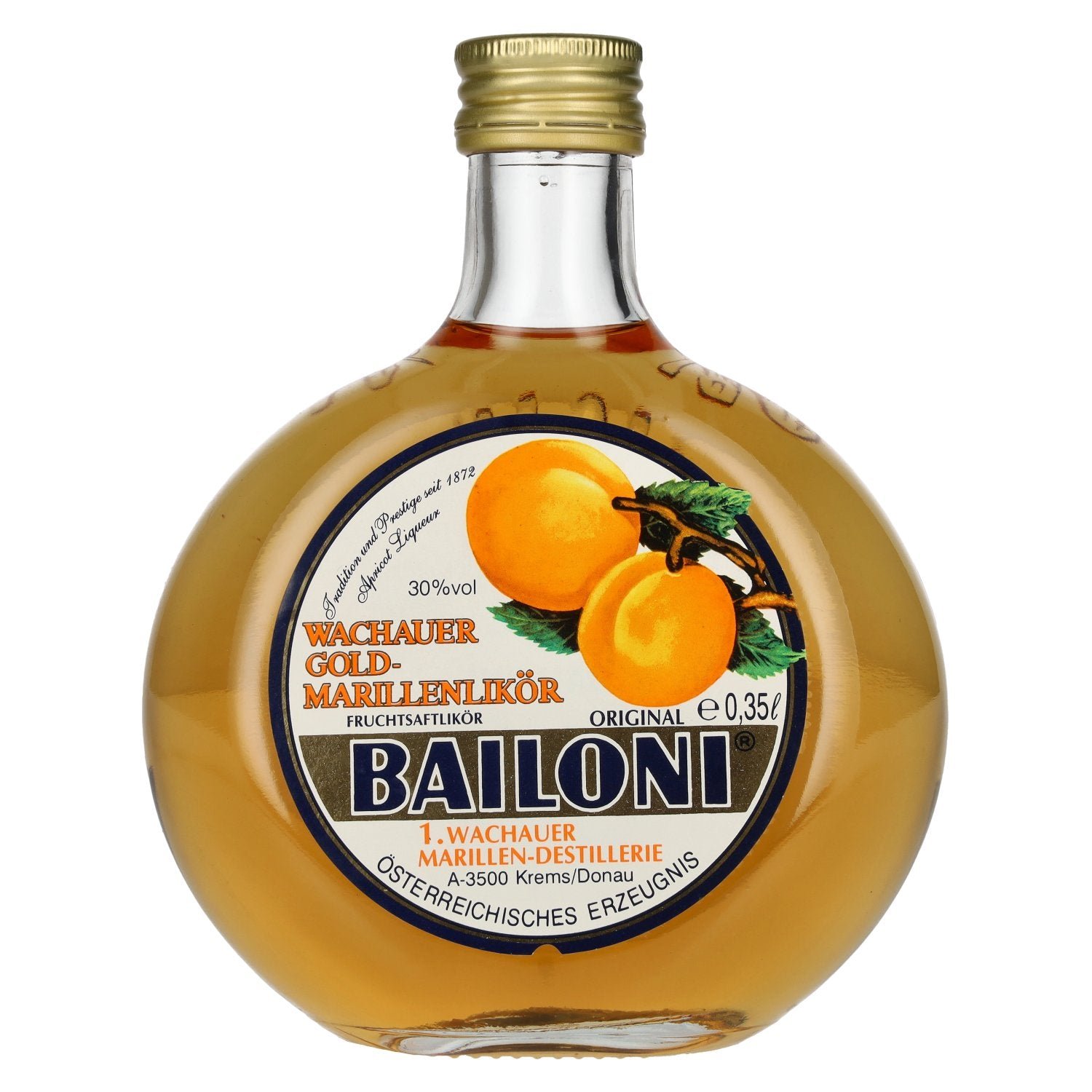 db2187829c9ff4b6c093ac04fd9fbb785a456138dad2505916915e94aeaf3dda.jpg Bailoni Wachau Gold Apricot Liqueur 30% Vol. 0,35l - Image 1