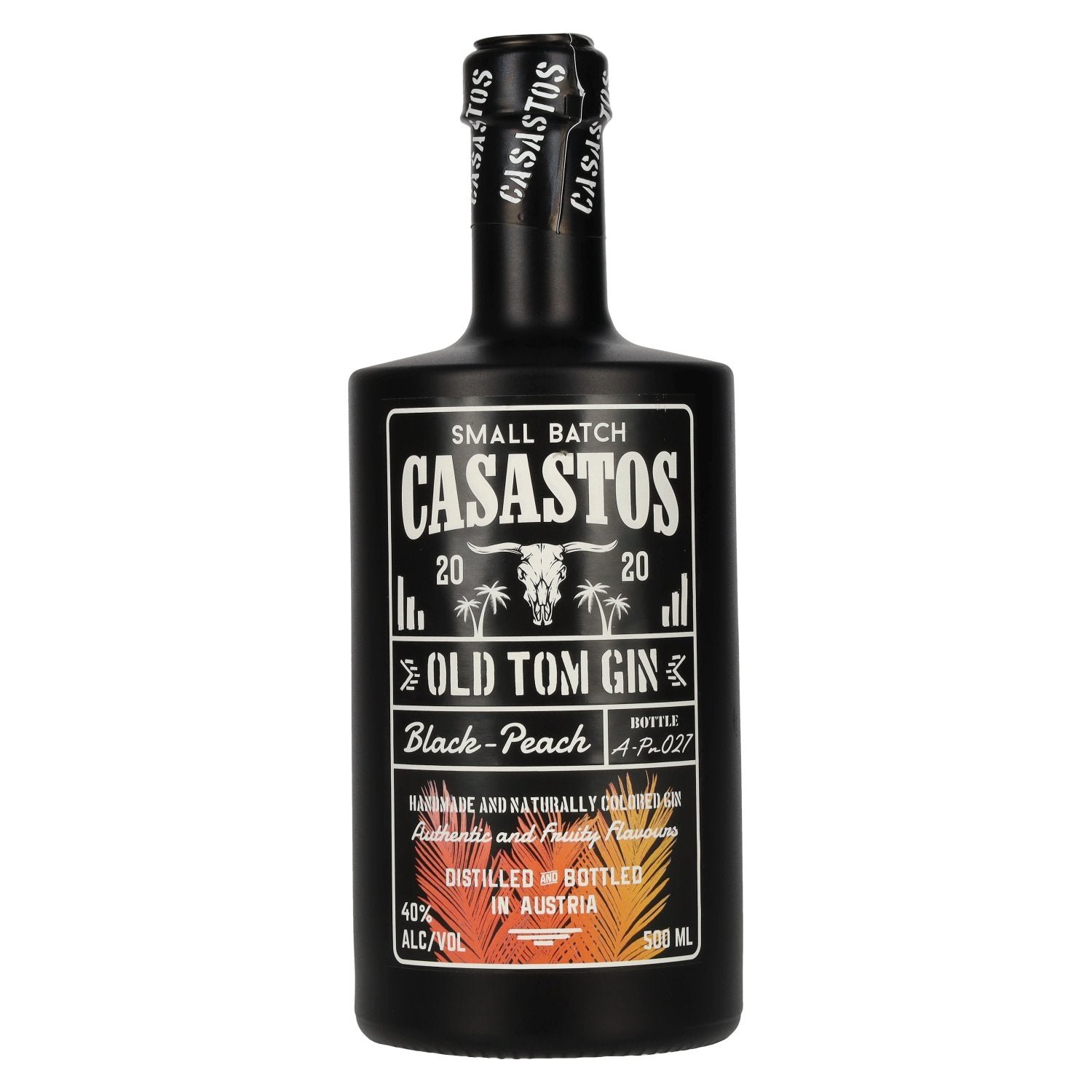 dcec25b432934a96791f49be6832d47f421ae08df2bbf391d75319ab0bac683d.jpg CASASTOS Old Tom Gin Small Batch Black-Peach 40% Vol. 0,5l - Image 1