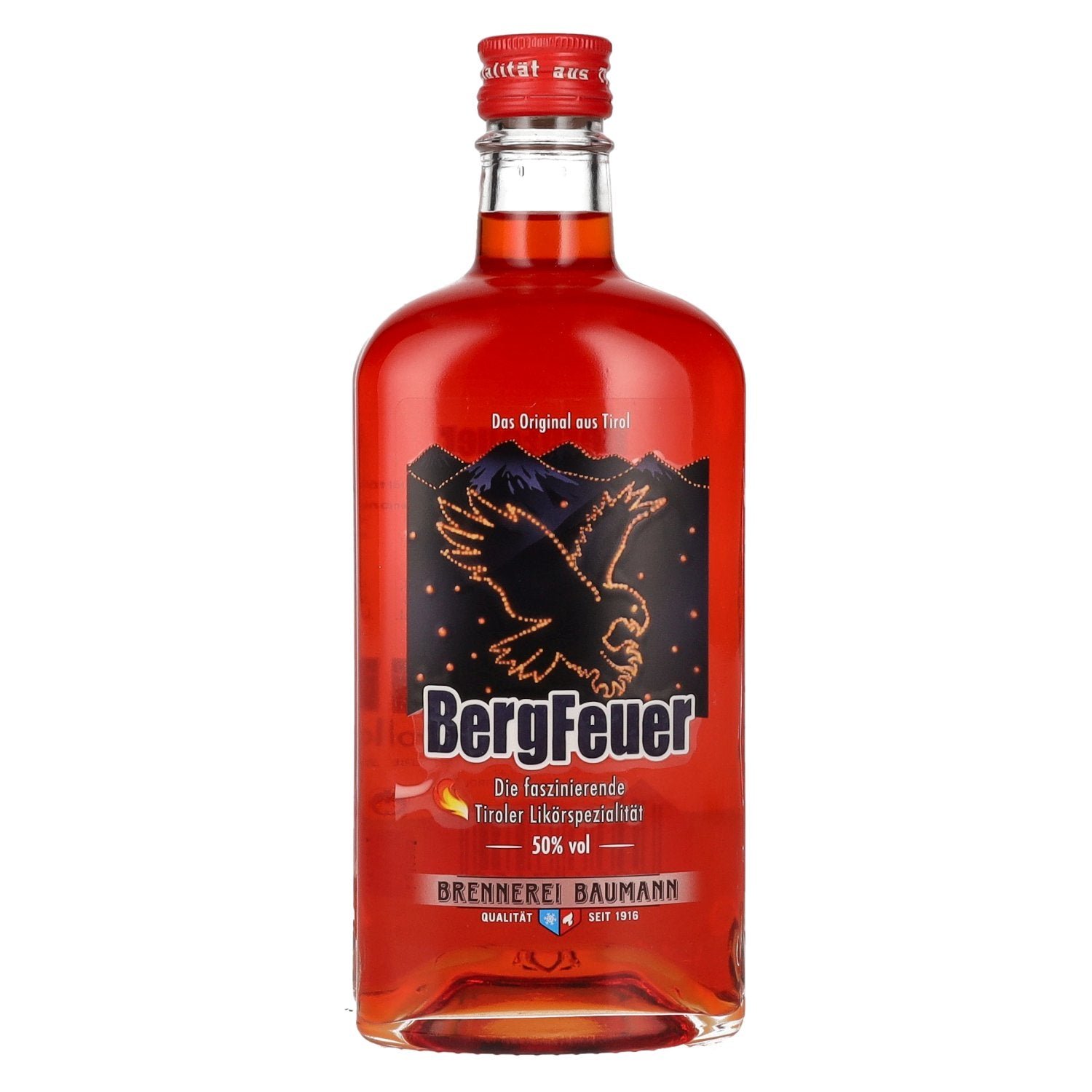 dd00637a153a6d0ef6f2d8806460b1ea20d9012934010294883ee8176f8615c5.jpg Baumann BergFeuer liqueur 50% vol. 0.5l - Image 1