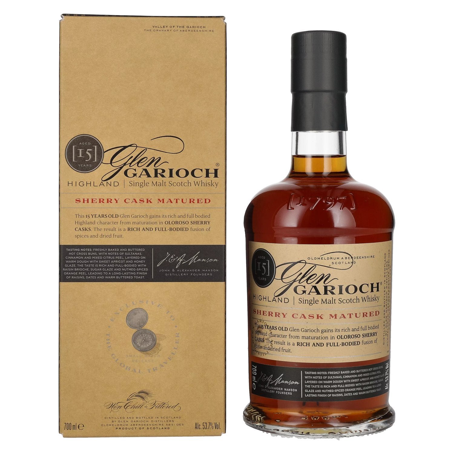 df1128ebecf489071847ec85b8c30b801e4a9e064991fd76763f5188bbed5fda.jpg Glen Garioch 15 Years Old SHERRY CASK MATURED 53,7% Vol. 0,7l in gift box - Image 1
