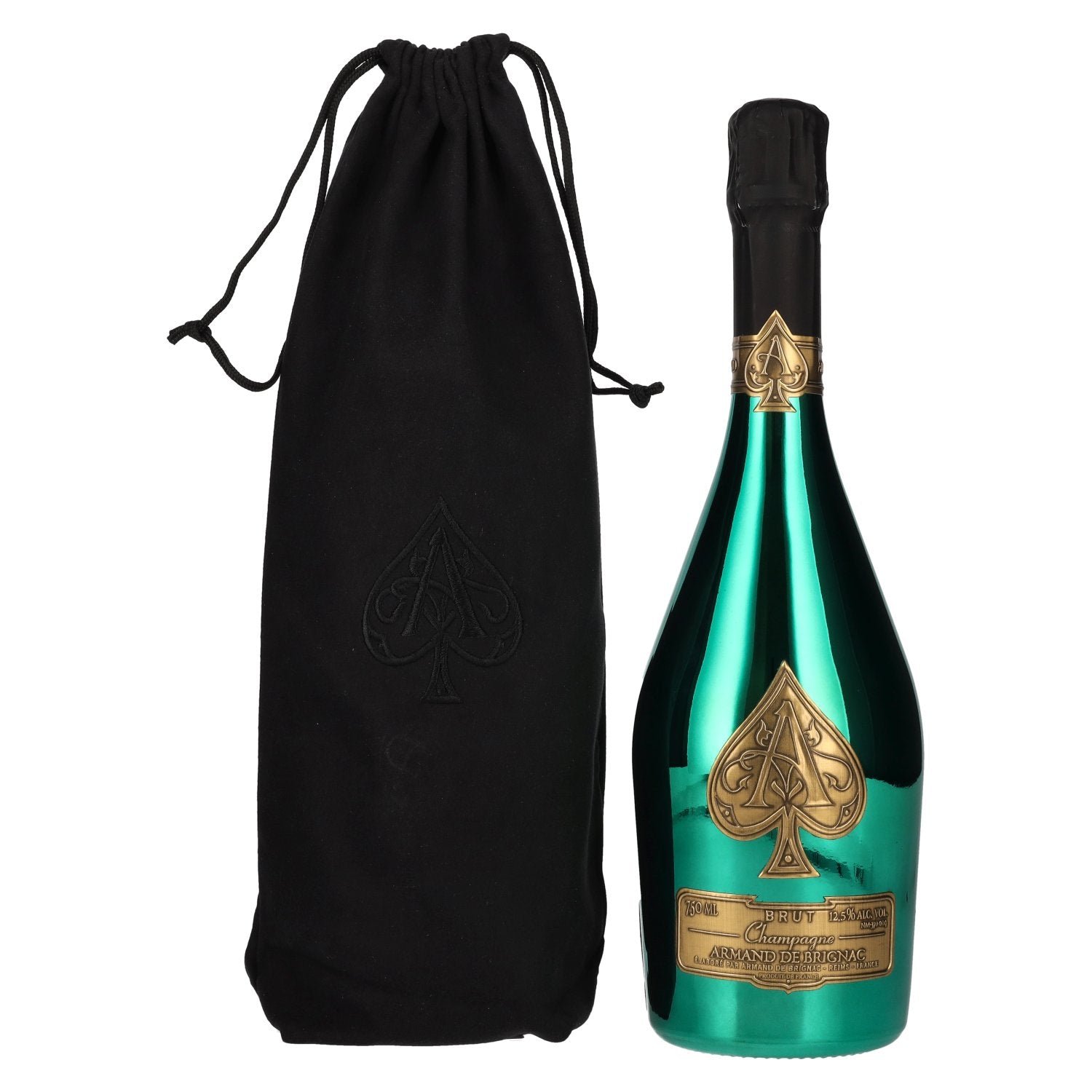 e5198b374ea5666588048751c780c7e9fba2ae342f58deee2e1ab80e9f02c78e-1-1.jpg Armand de Brignac Champagne Brut Green Edition 12,5% Vol. 0,75l in Velvet Bag - Image 1