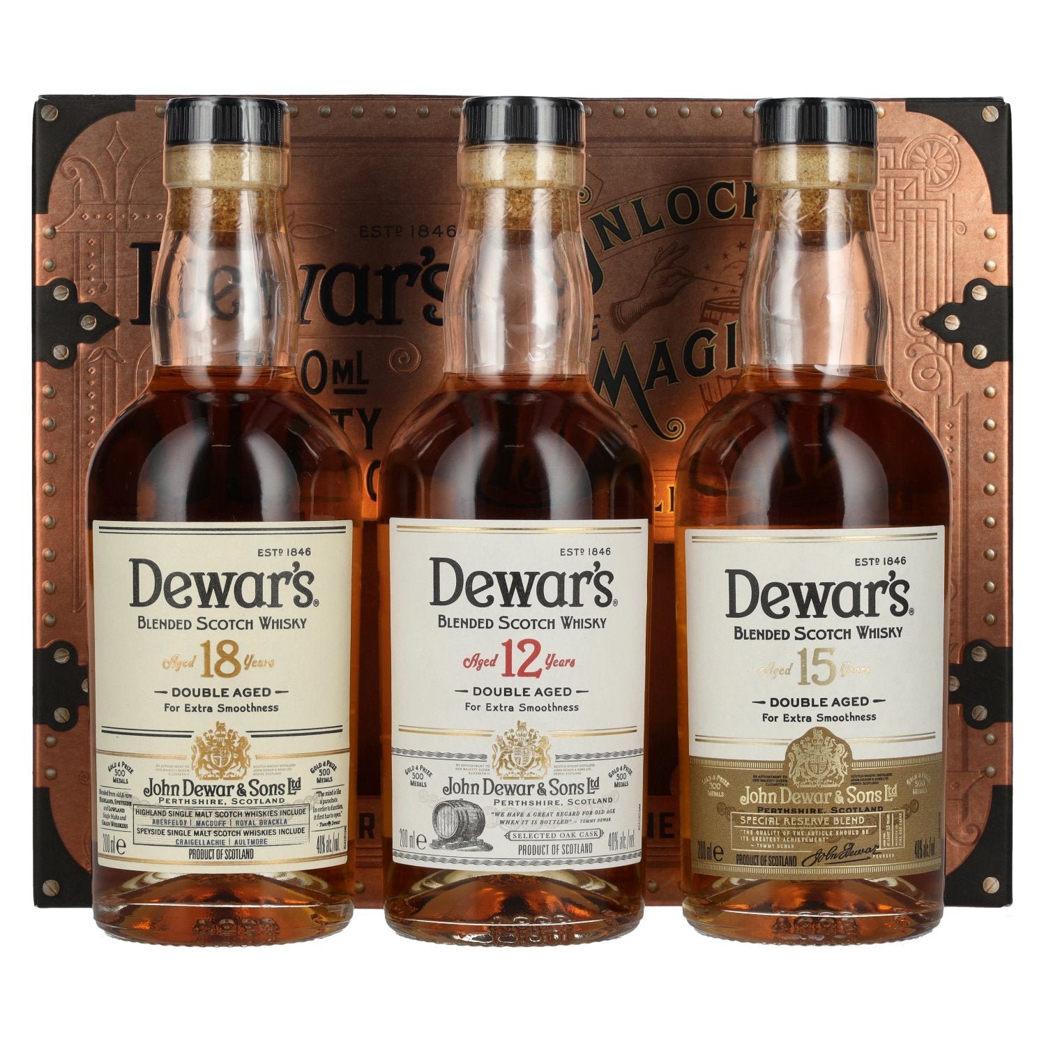 e74fd7a0857067f71bc3c2c08b7594da61db3e52c980cc4bd5631eaa6147ba1a.jpg Dewar's Variety Collection 40% Vol. 3x0,2l in gift box - Image 1