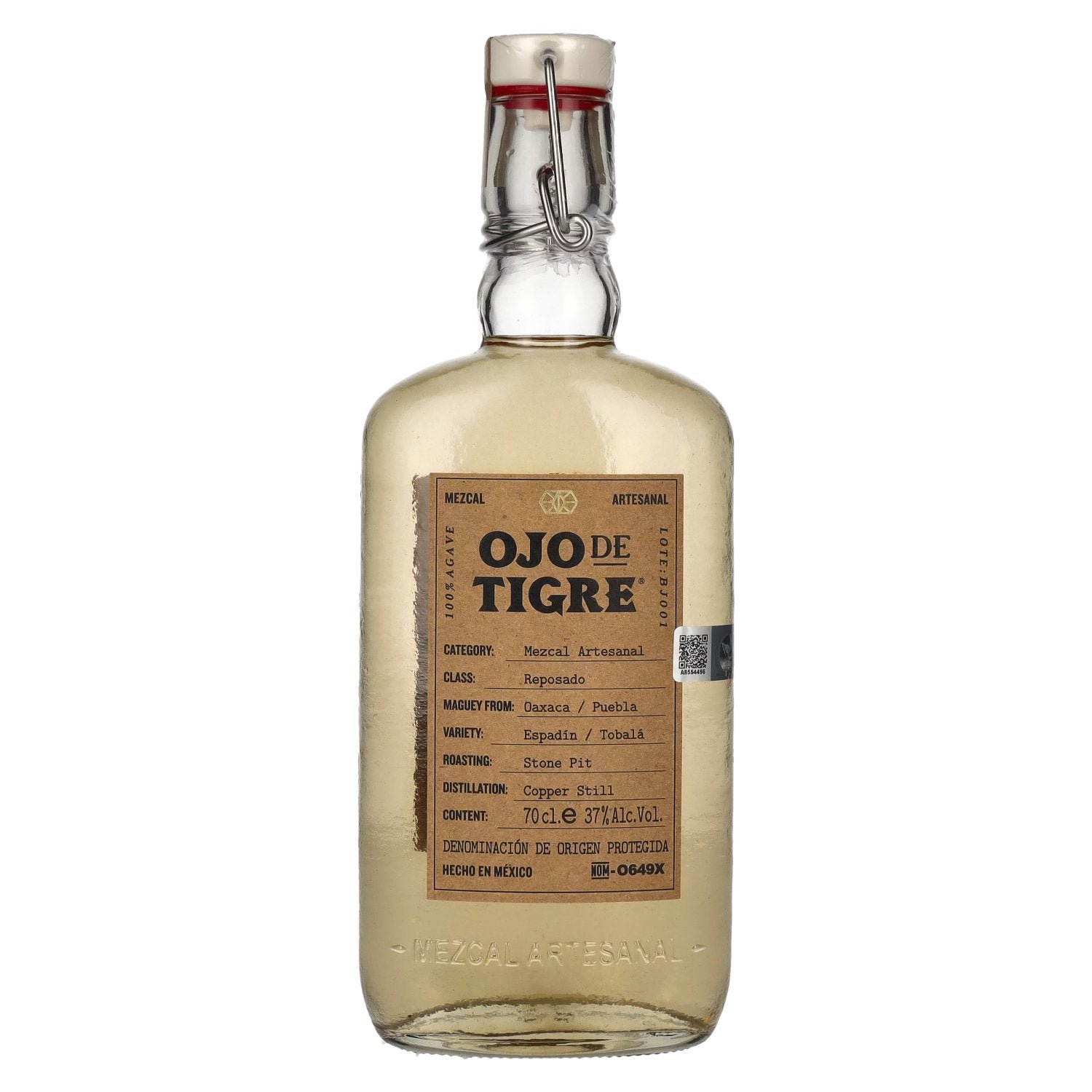 e79d4ab006ebbe62a2b5446cdd1b7cfd6097a9f151527fd028b7d7727d47459f.jpg Ojo de Tigre Mezcal Artesanal Reposado 100% Agave 37% Vol. 0,7l - Image 1