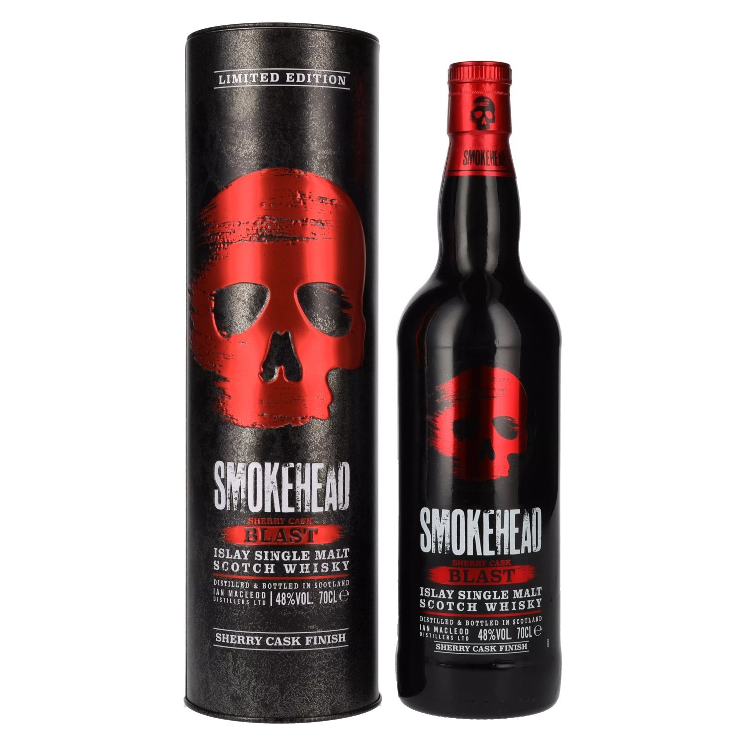 ebcf6c9085c467e6f6736f81bb803278764bd5143c95bf541d242d27078192c5.jpg Smokehead SHERRY CASK BLAST Limited Edition 48% Vol. 0,7l in Tinbox - Image 1