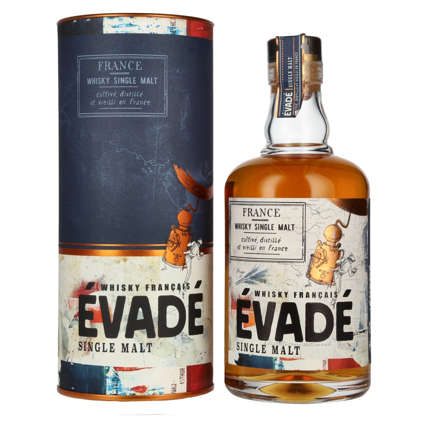 ec7c6a071def260735077c9da6a5254e65f9aeeacf576d7c48b11474dc4f77c7.jpg Évadé Single Malt Whisky Français 40% Vol. 0,7l in gift box - Image 1