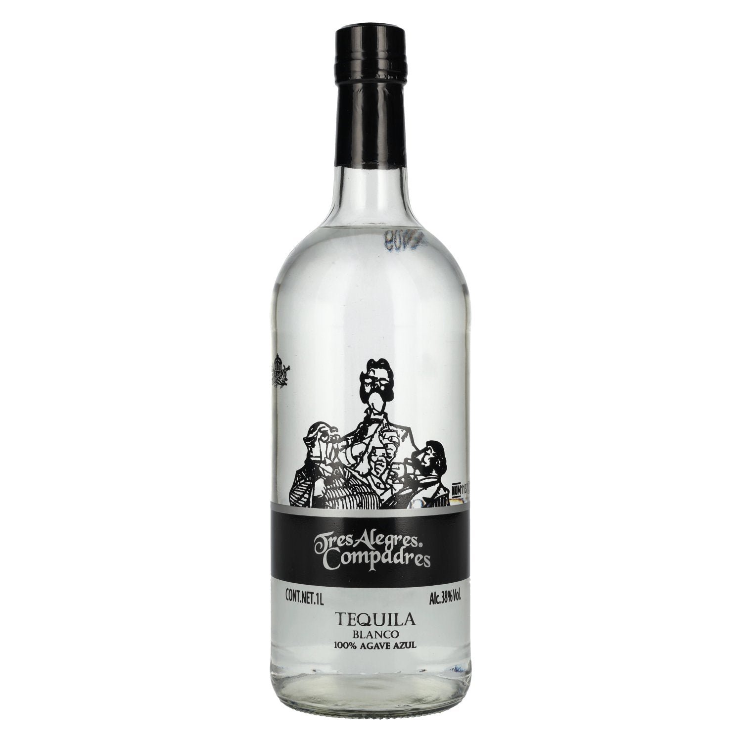 ee4b8162feab344334d39f1f17d5b67665d79b48481e3d544f275986a0c2f09e.jpg La Cofradia Tres Alegres Compadres Tequila Blanco 100% de Agave 38% Vol. 1l - Image 1