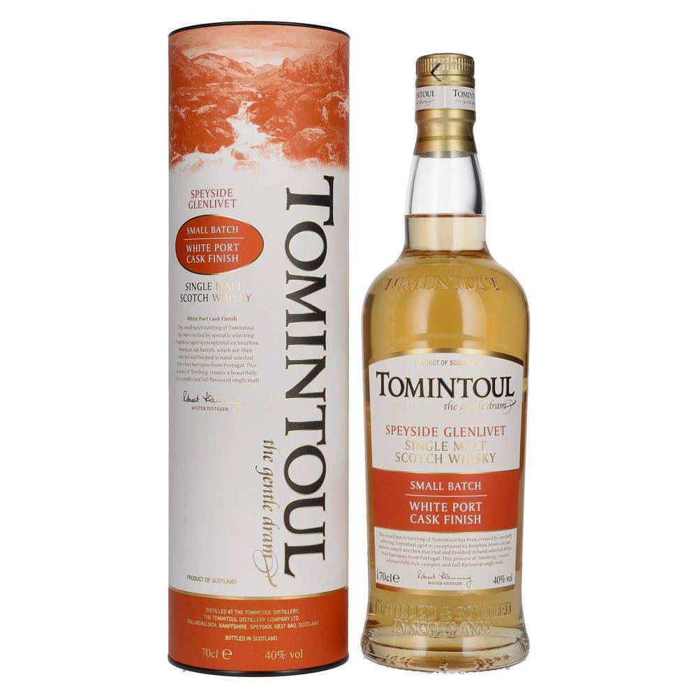 ef2d3c95d2f5704112591cd12bcd3830bd30f8bb7f0cf008776b752809b2236c-1.jpg Tomintoul Small Batch White Port Cask Finish 40% Vol. 0,7l in gift box - Image 1