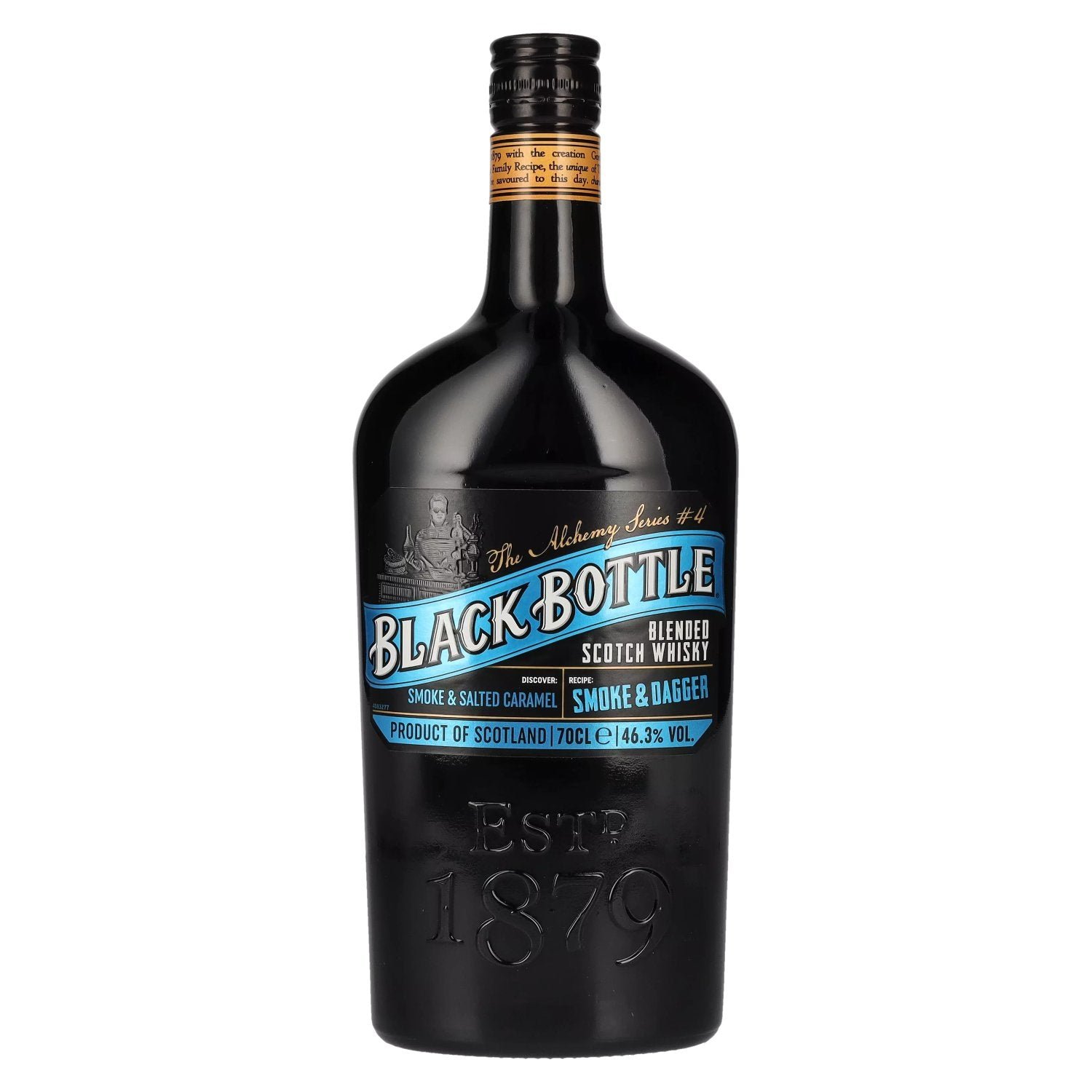 f3d9268fc65379927bd9c91e1561a394f06e0c8ea1020b25b5fb867f5f74b557.jpg Black Bottle SMOKE & DAGGER Blended Scotch Whisky 46,3% Vol. 0,7l - Image 1