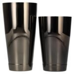 Cocktail shaker with stainless steel cup in anthracite-brown