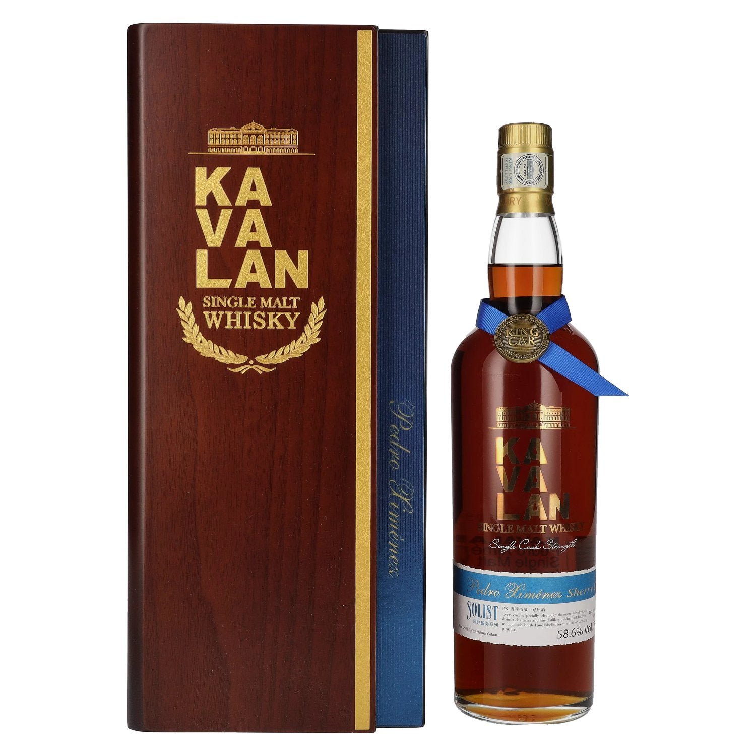 f722af318499c148d3127dcfe091481db8bec0734d800926301516dffc4bdaf8.jpg Kavalan SOLIST Pedro Ximénez Cask 58,6% Vol. 0,7l in wooden box - Image 1