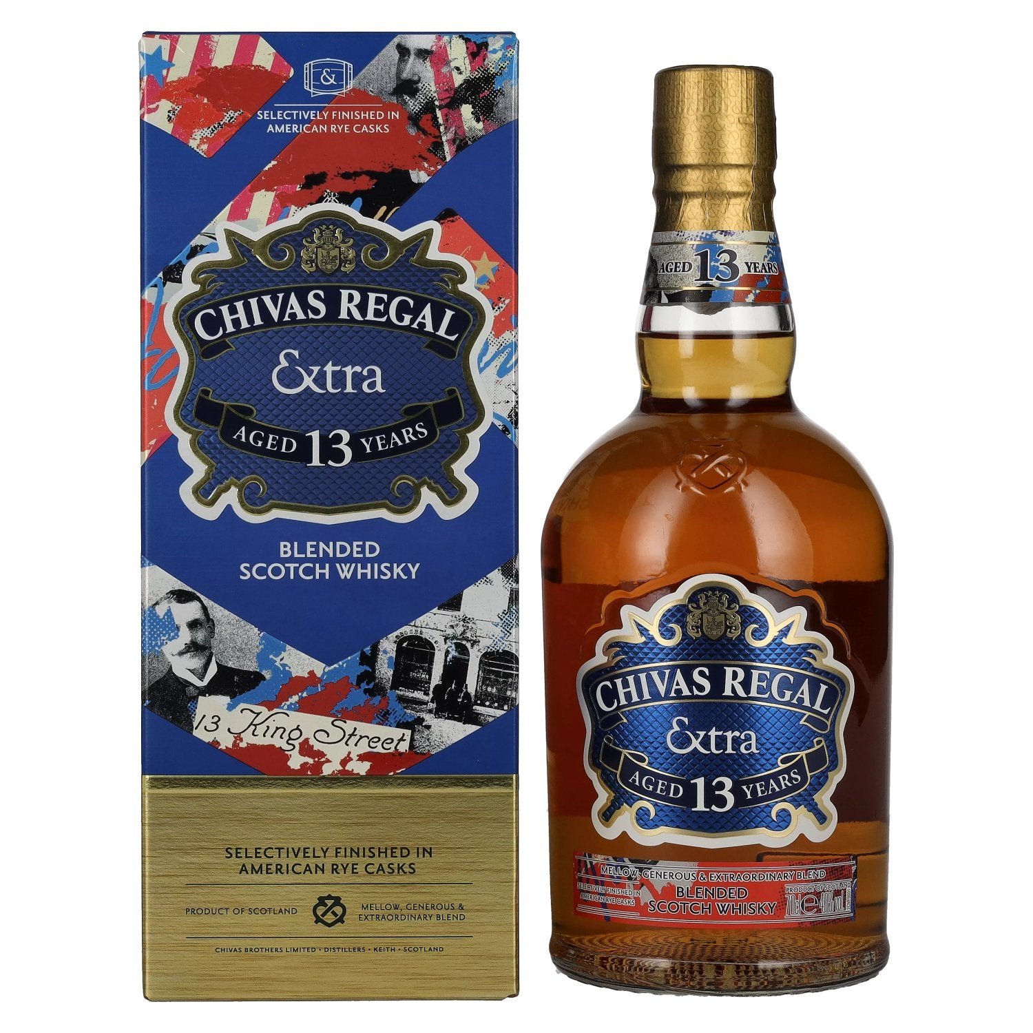 f93ad0899b1a826773eac461a474f049faa773162a52effdaecb4b9d90741614.jpg Chivas Regal EXTRA 13 Years Old AMERICAN RYE CASKS Finish 40% Vol. 0,7l in gift box - Image 1