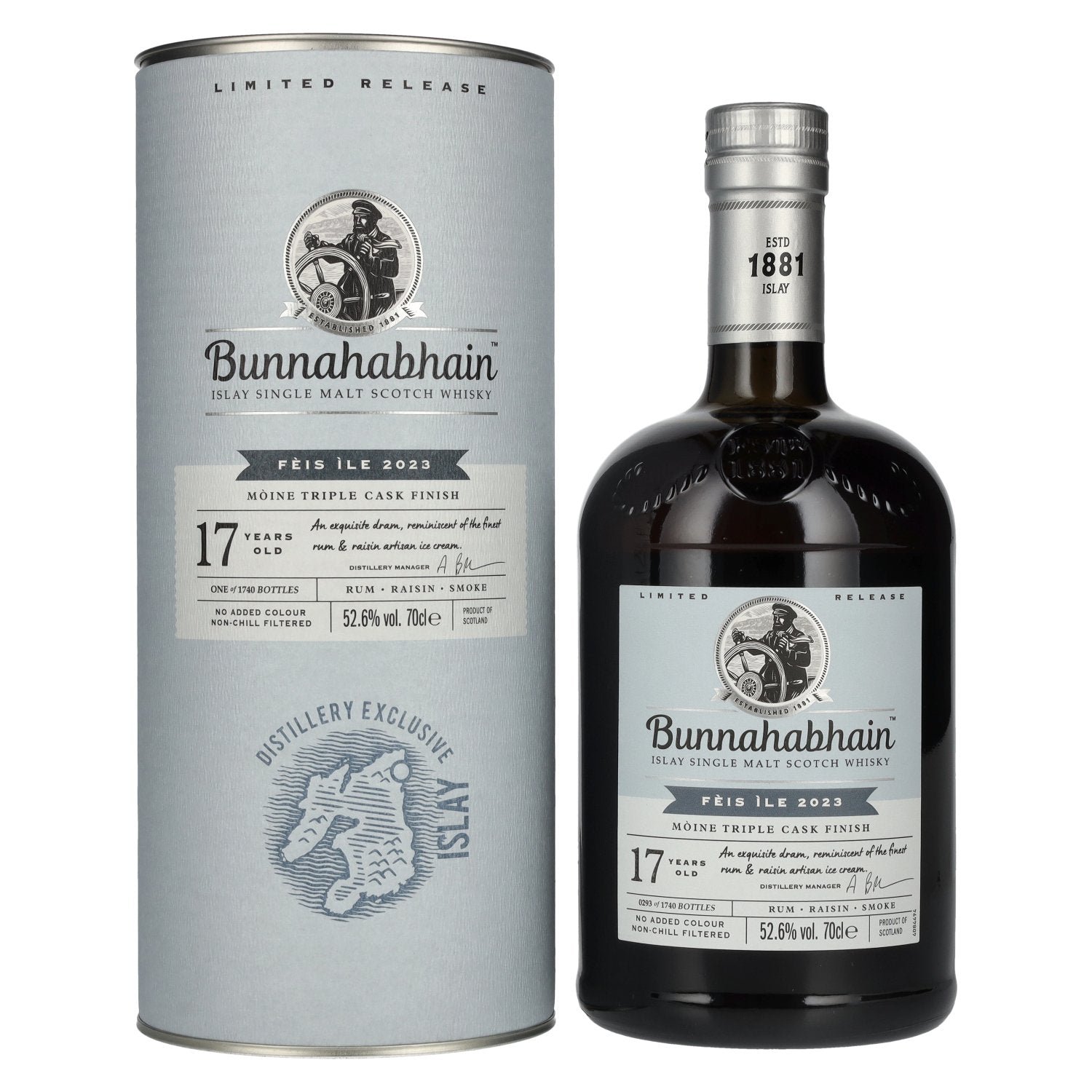 fa5967a4122754bc8fad5266fc4e27027a1de38a74e7409f68092e34e7551885.jpg Bunnahabhain 17 Years Old MÒINE TRIPLE CASK Limited Release Fèis Ìle 2023 52,6% Vol. 0,7l in gift box - Image 1
