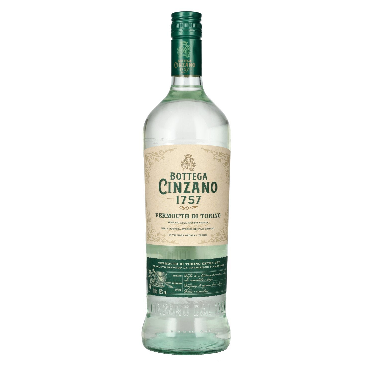 fdd0fb2317f165b9e1a85512084f7d49f813c8f3d343a4a582ff0d7c44a7a62b-1.jpg Bottega Cinzano 1757 Vermouth di Torino EXTRA DRY 18% Vol. 1l - Image 1