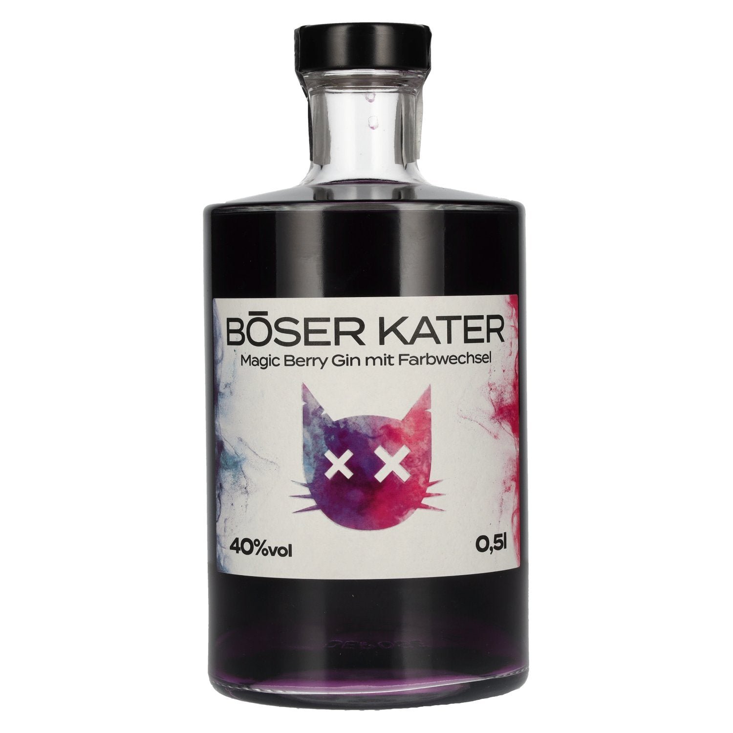 fe73510b14b5b0b93d4fde8da48f6fb6a643cad66a1d711a987695a4eca76a89.jpg Böser Kater Magic Berry Gin 40% ABV 0.5l - Image 1