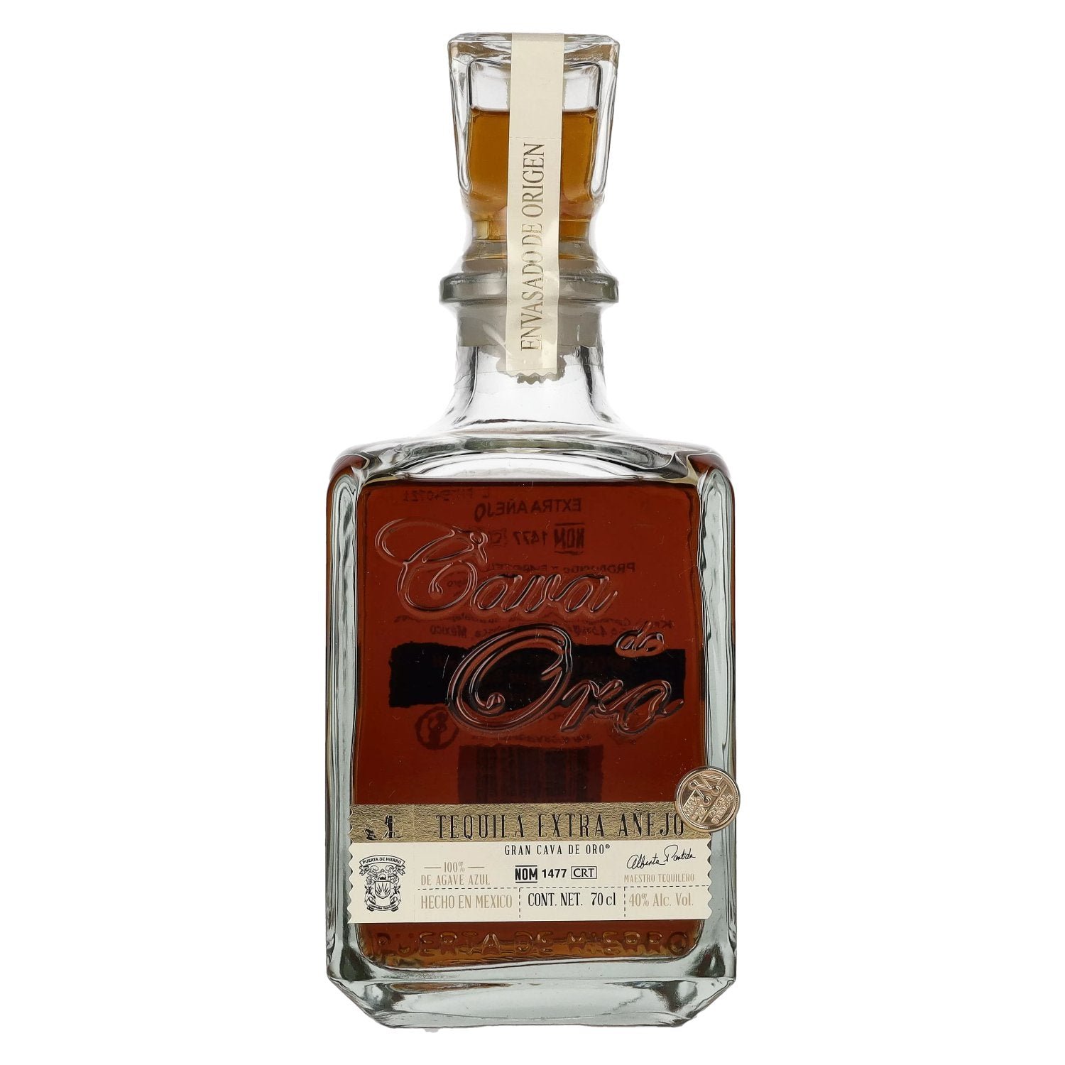 fedc4319a7c85df9d560dc048ba6d62b19ee9d5c7acbcb9b241b45f80cdda36d.jpg Gran Cava de Oro Tequila EXTRA AÑEJO 100% de Agave Azul 40% Vol. 0,7l - Image 1
